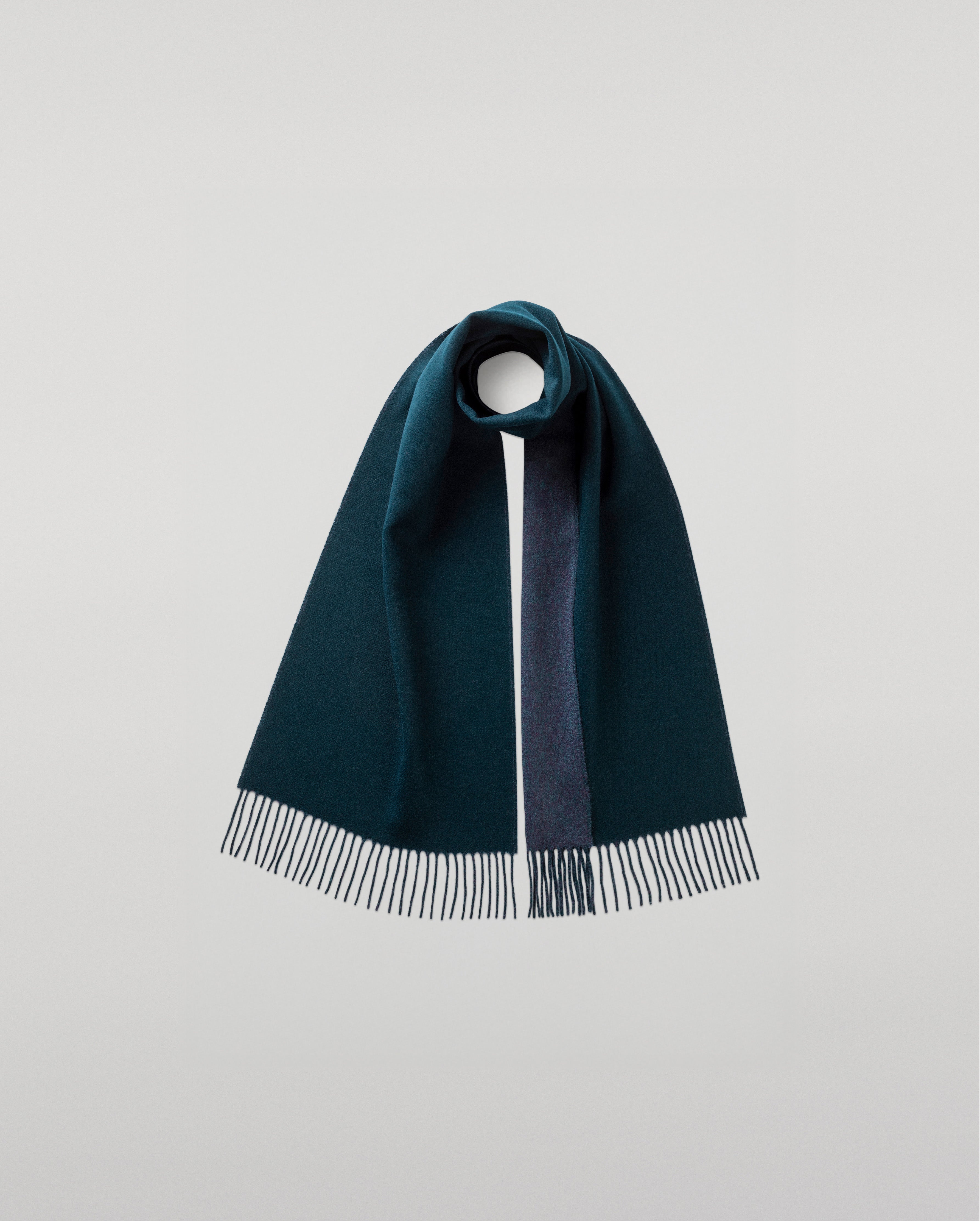 Johnstons of Elgin - Contrast Reversible Green Cashmere Scarf
