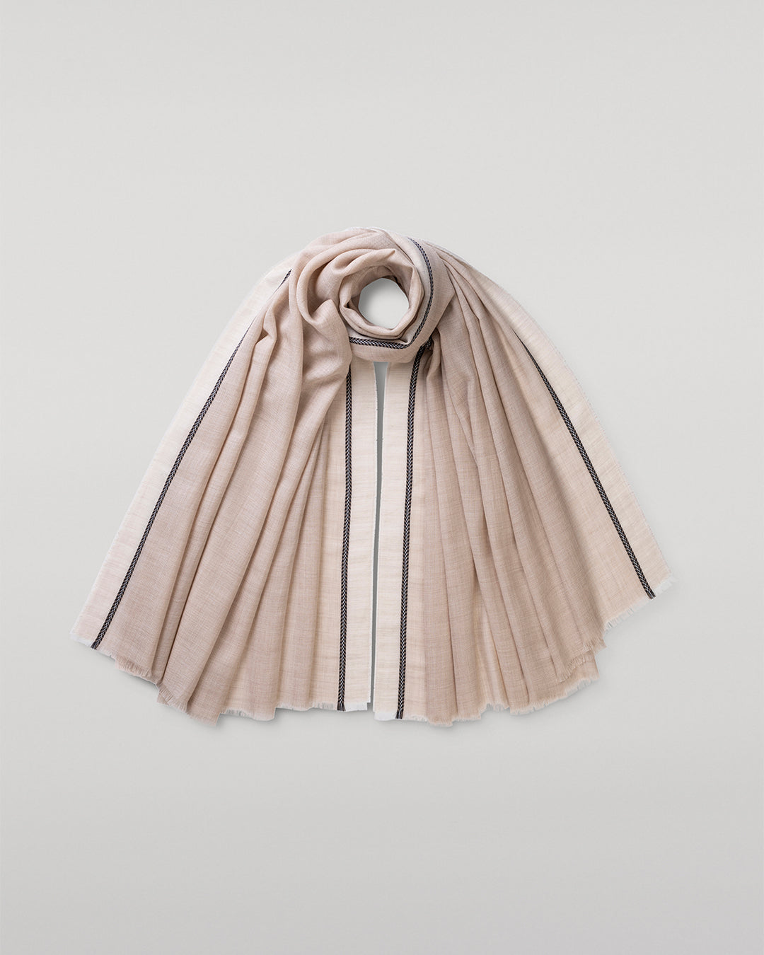 Johnstons of Elgin - Ives Natural Chevron Border Cashmere Scarf