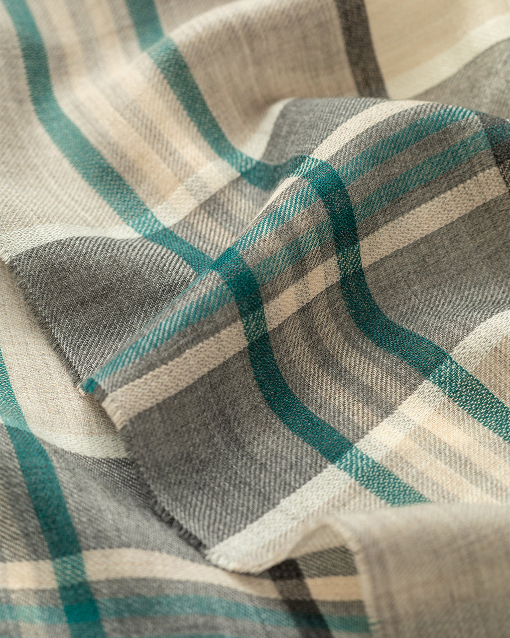 Johnstons of Elgin - Orton Neutral Crammed Tartan Cashmere Scarf