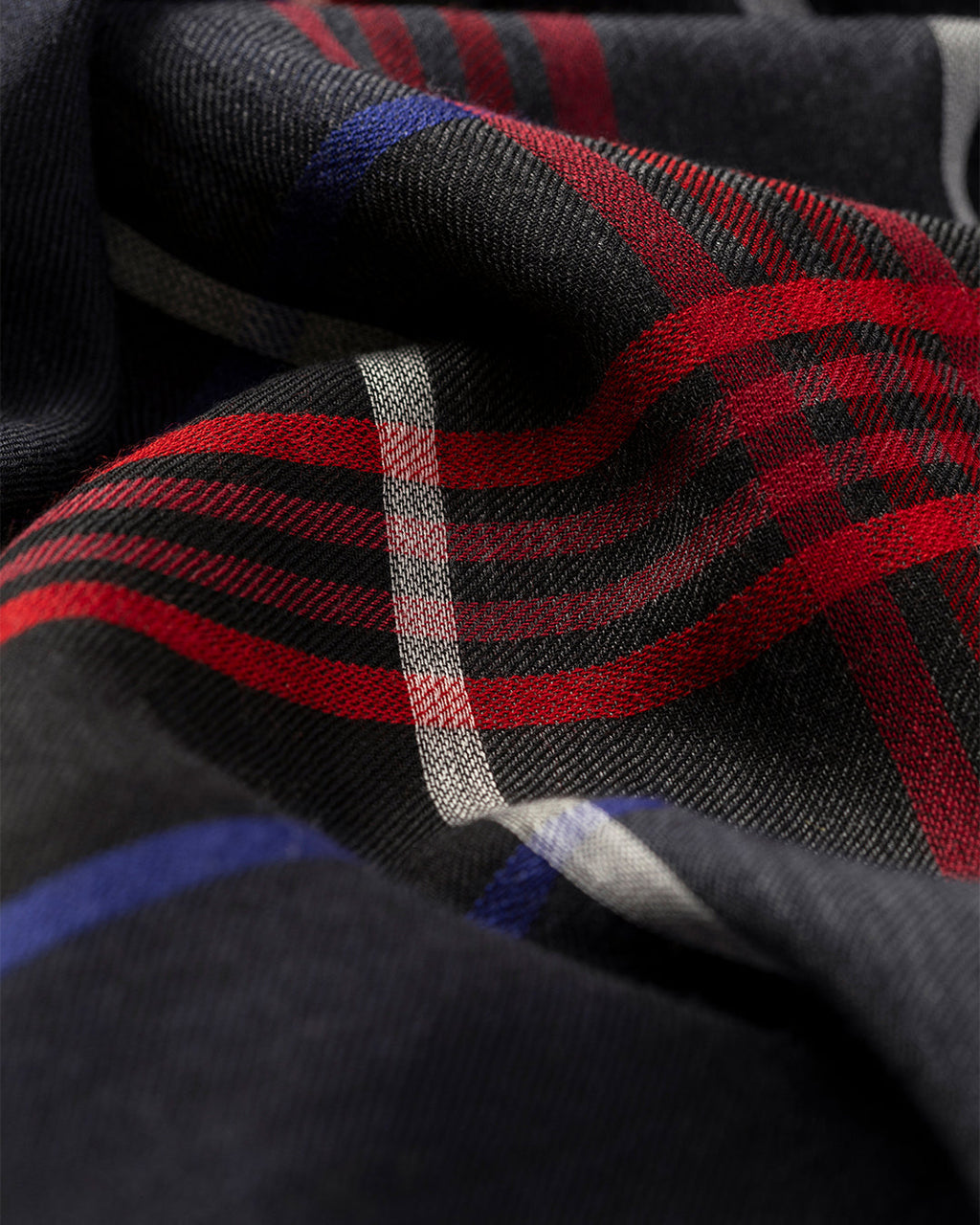 Johnstons of Elgin - Orton Navy Crammed Tartan Cashmere Scarf