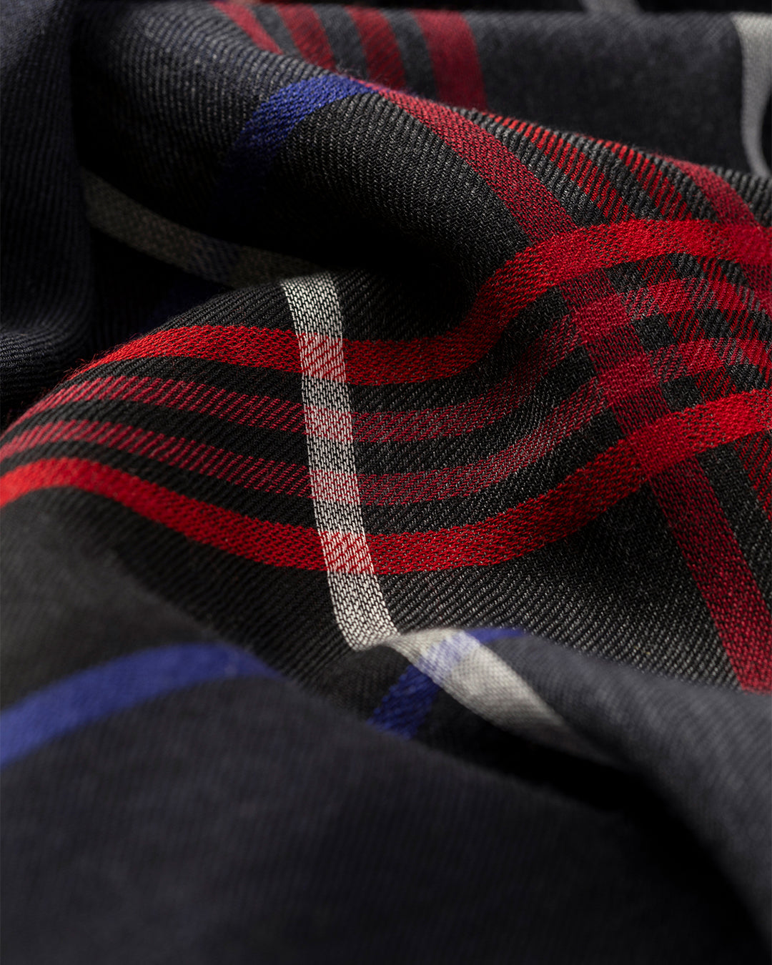 Johnstons of Elgin - Orton Navy Crammed Tartan Cashmere Scarf