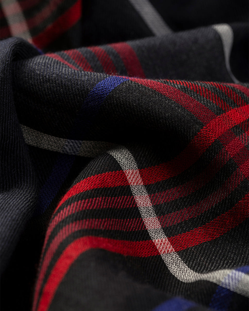 Johnstons of Elgin - Orton Navy Crammed Tartan Cashmere Scarf