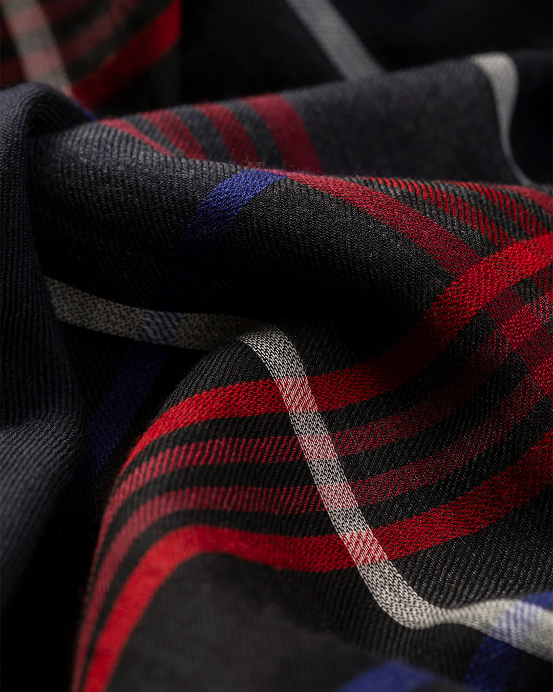 Johnstons of Elgin - Orton Navy Crammed Tartan Cashmere Scarf