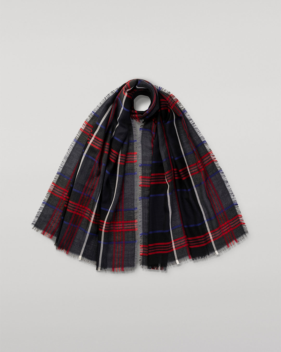 Johnstons of Elgin - Orton Navy Crammed Tartan Cashmere Scarf