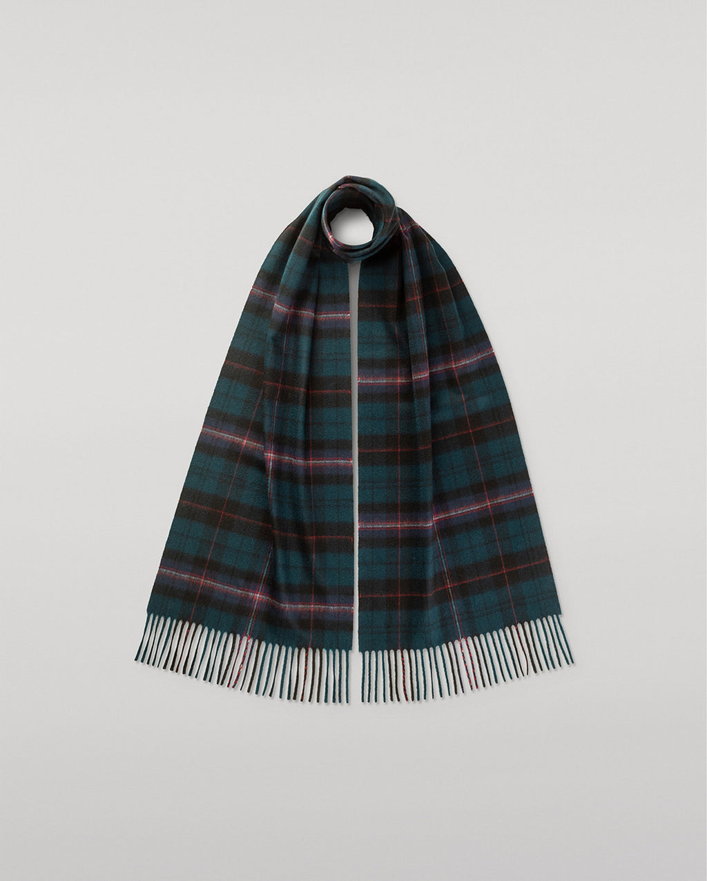 Johnstons of Elgin - Culzean Plaid Bottle Green Cashmere Scarf