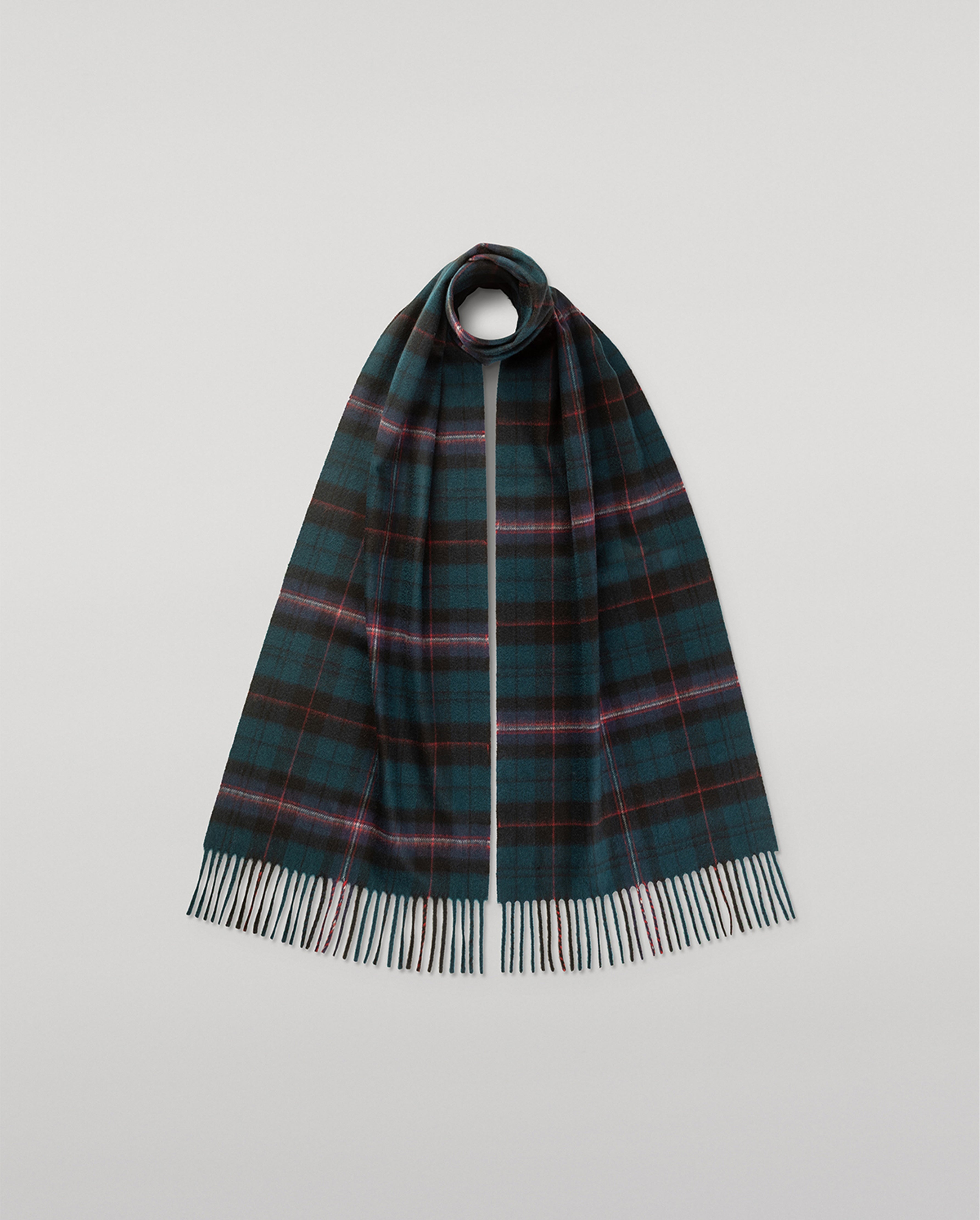 Johnstons of Elgin - Culzean Plaid Bottle Green Cashmere Scarf