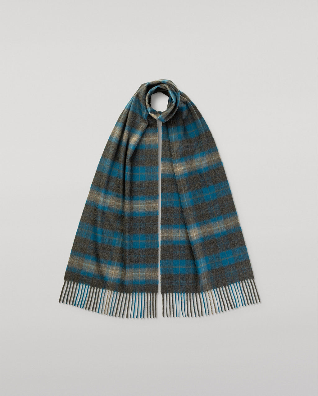 Johnstons of Elgin - Plaid Charcoal Cashmere Scarf