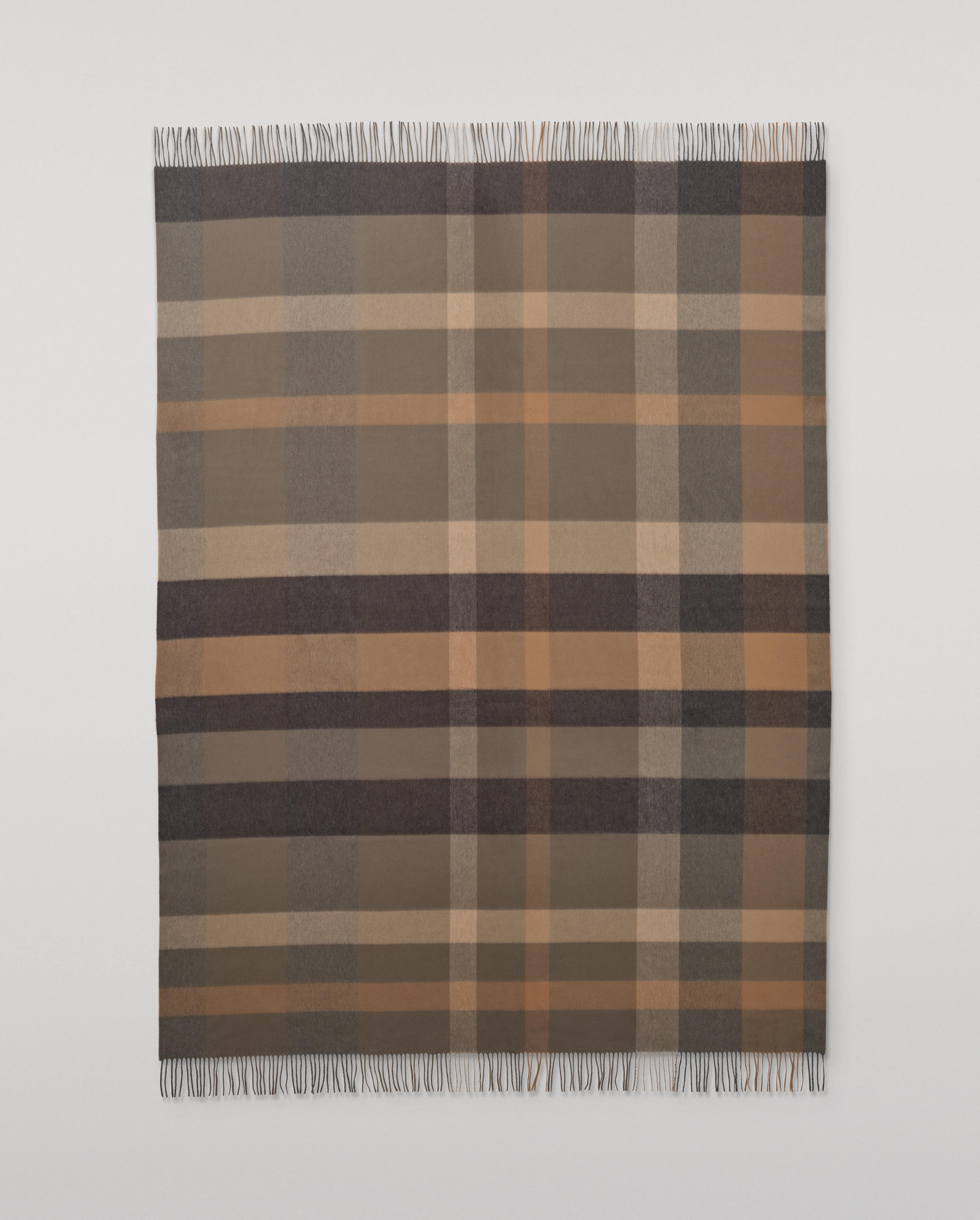 Johnstons of Elgin - Umbra Brown Cashmere Plaid Throw