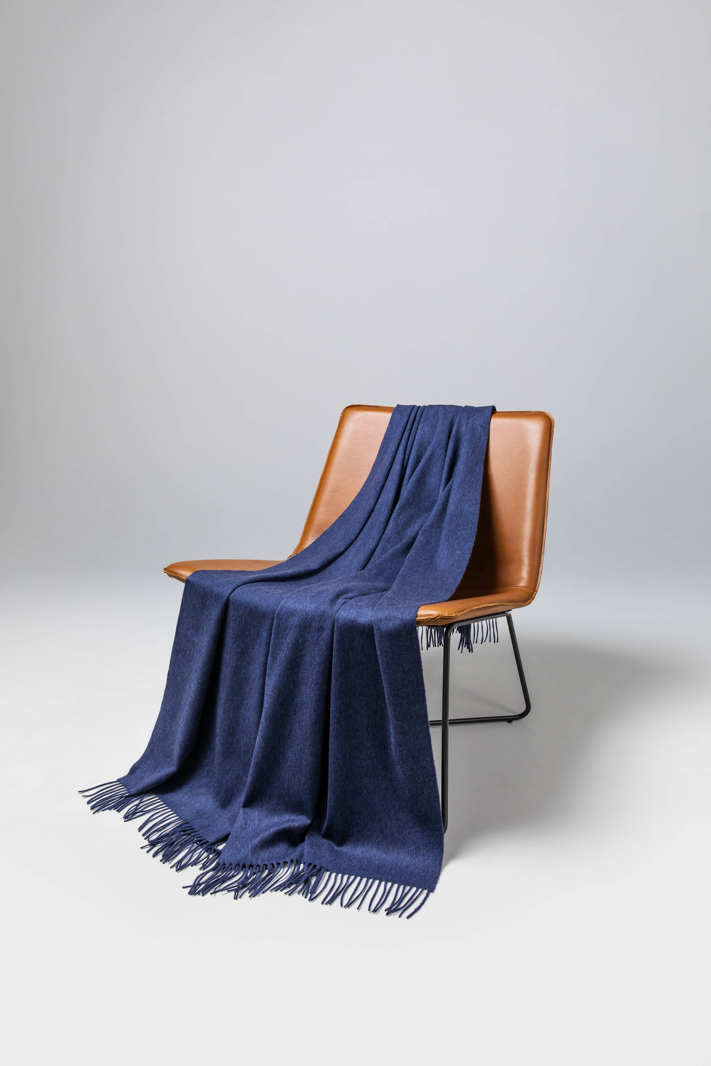 Johnstons of Elgin - Plain Cashmere Throw in Dark Denim