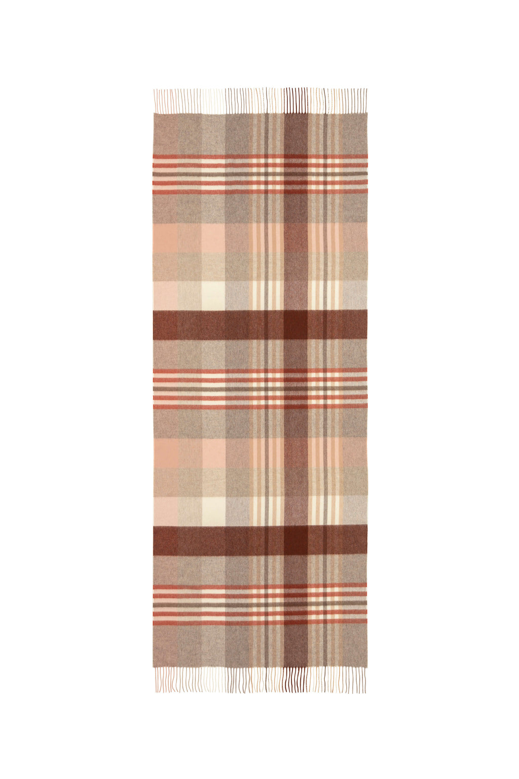 Johnstons of Elgin - Natural & Red Check Cashmere Stole