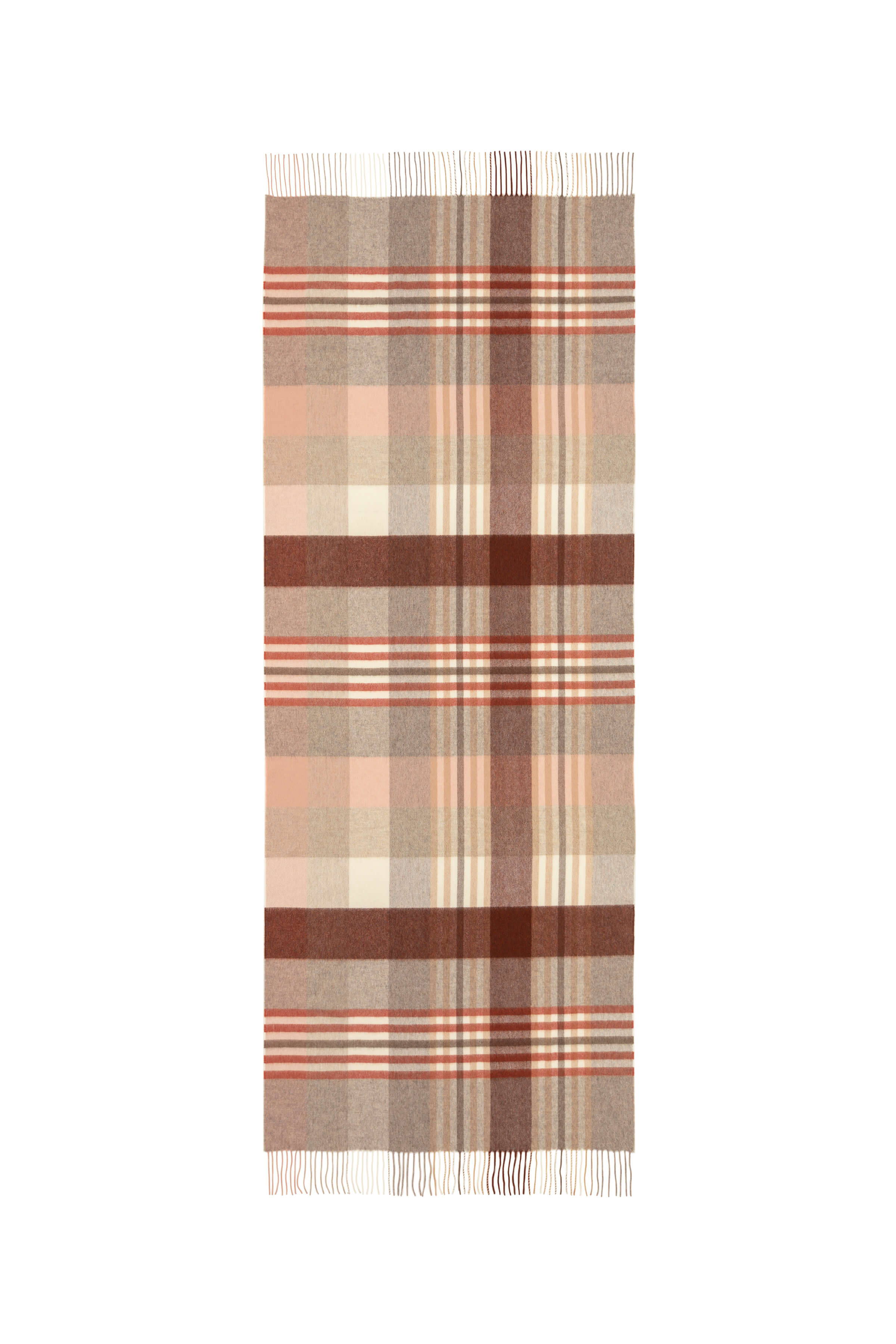 Johnstons of Elgin - Natural & Red Check Cashmere Stole