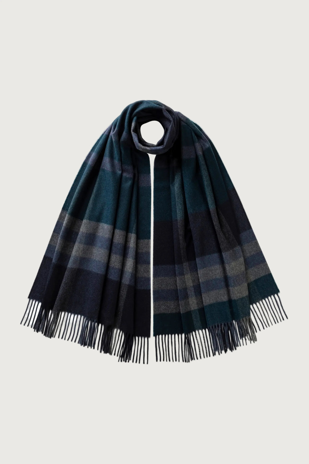 Johnstons of Elgin - Modern Check Blue Cashmere Stole