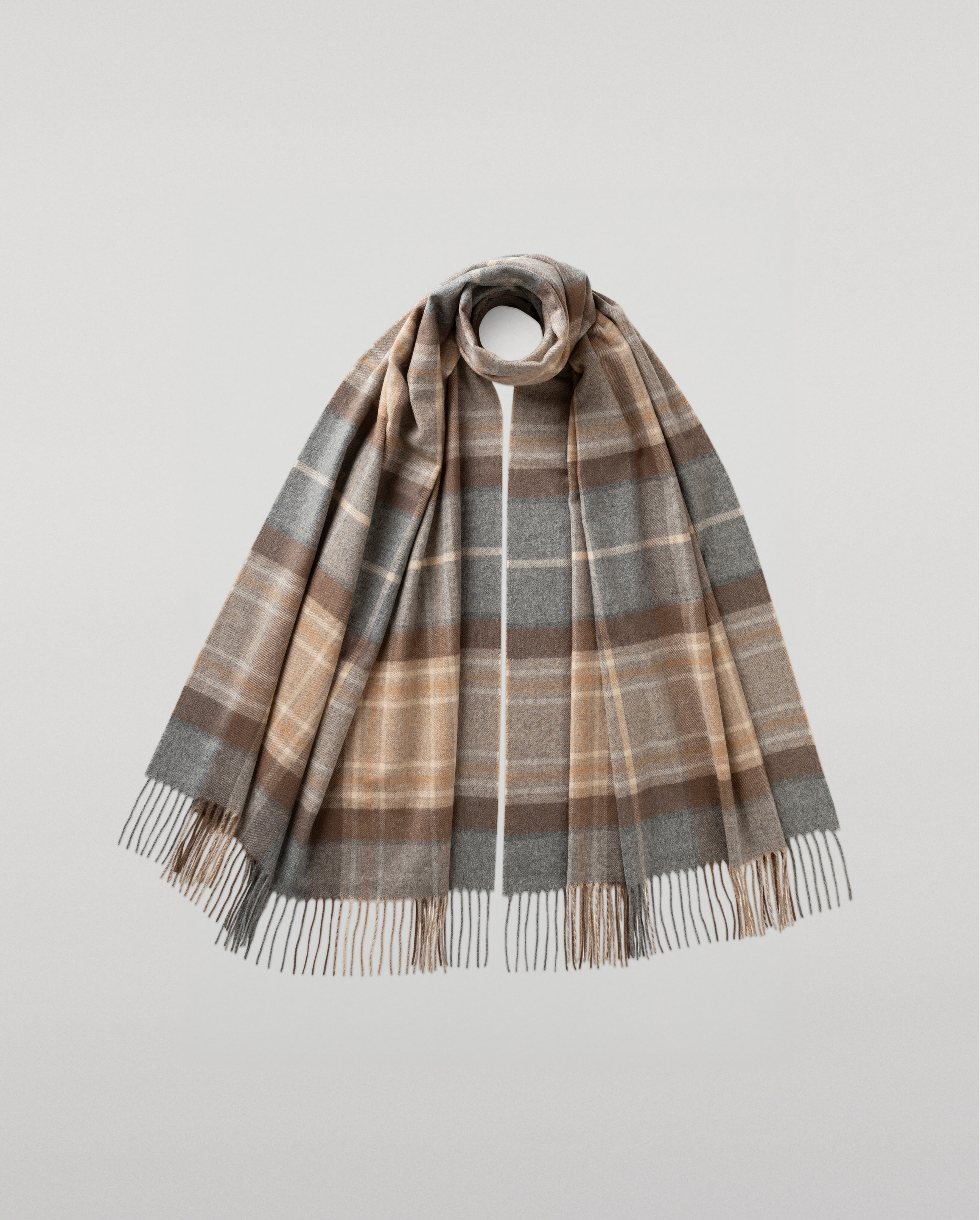 Johnstons of Elgin - Natural MacKellar Tartan Cashmere Stole