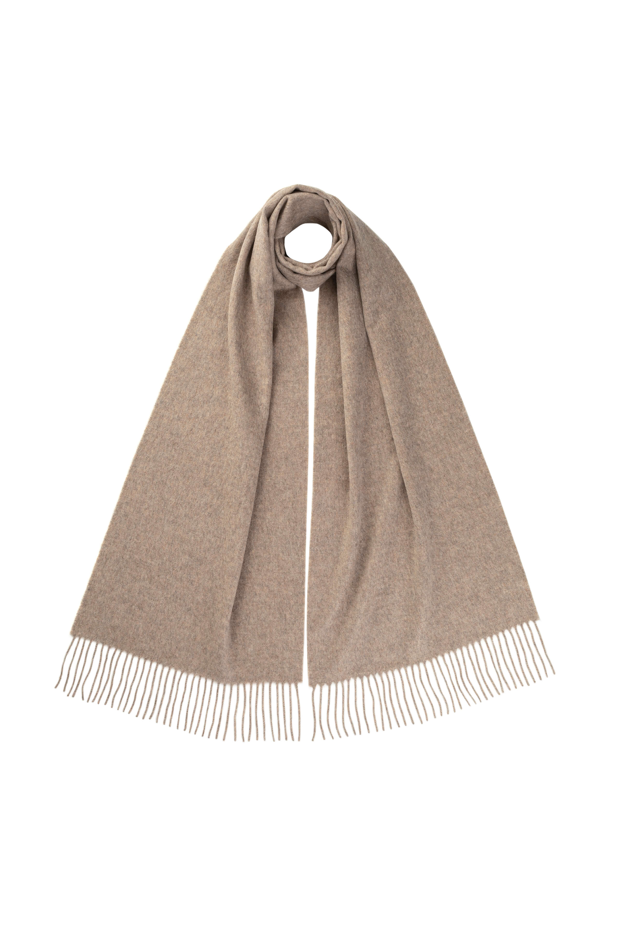 Johnstons of Elgin - Light Brown Wide Cashmere Scarf