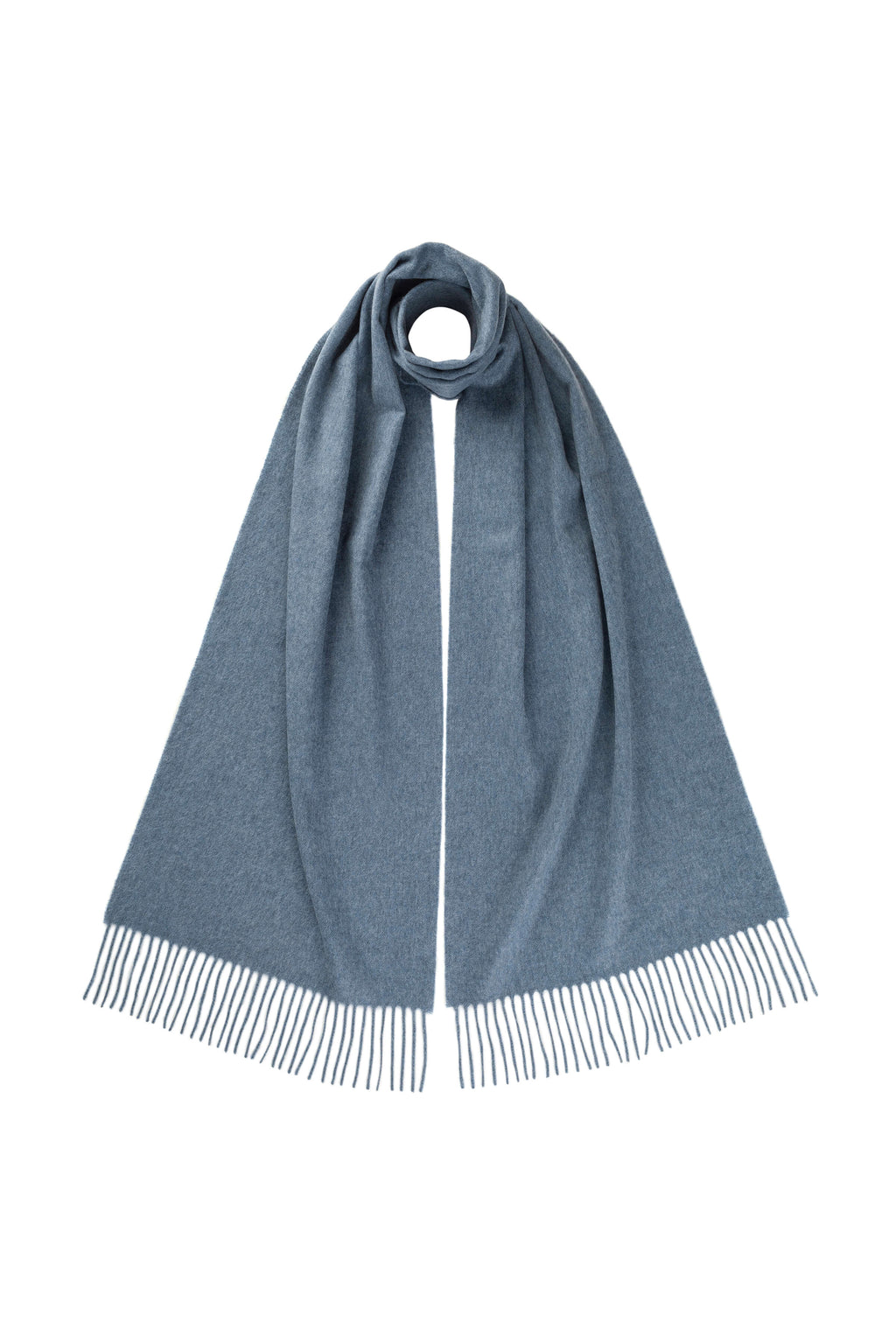 Johnstons of Elgin - Blue Wide Cashmere Scarf