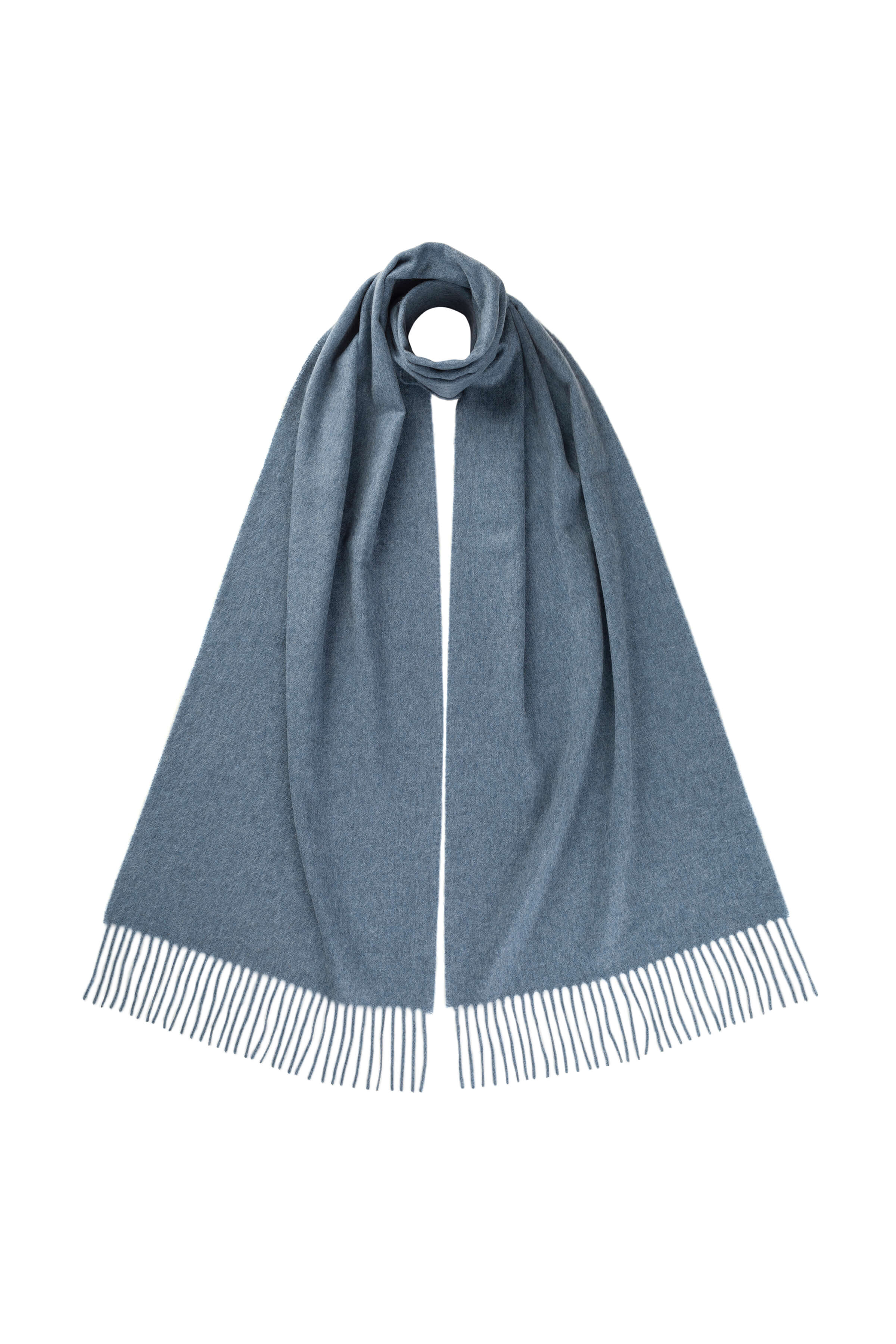 Johnstons of Elgin - Blue Wide Cashmere Scarf