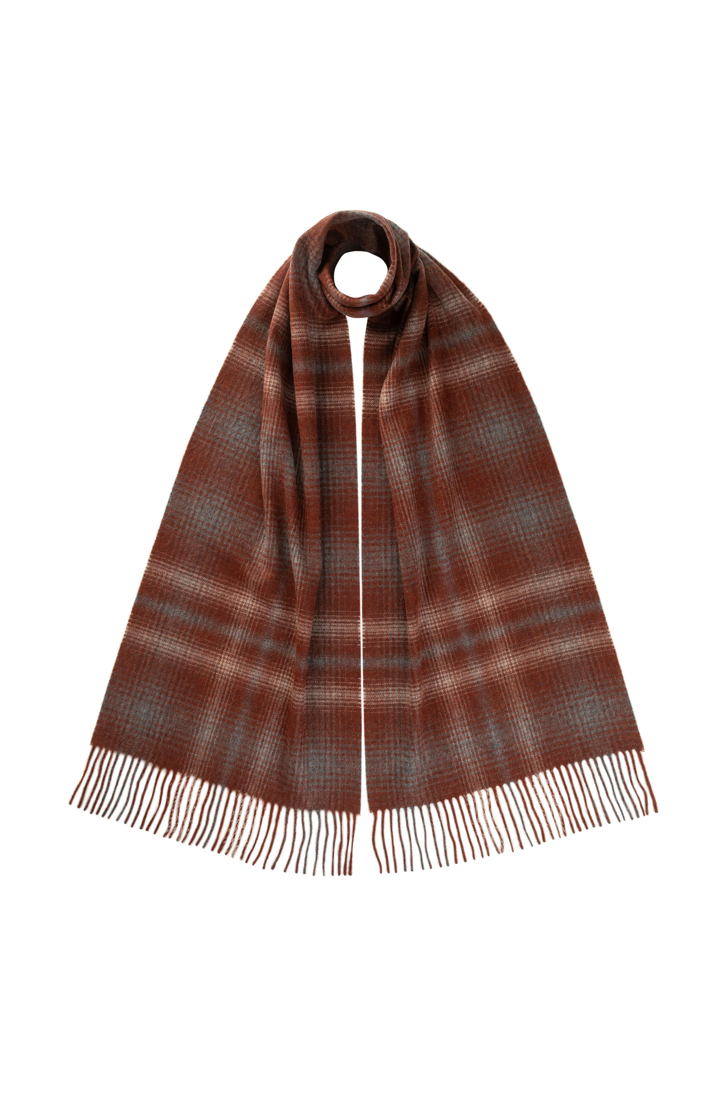 Johnstons of Elgin - Red Check Wide Cashmere Scarf
