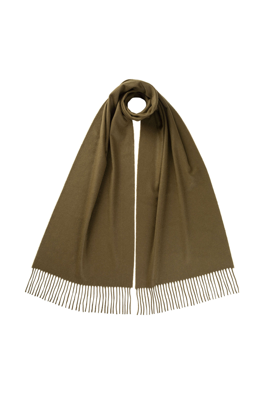 Johnstons of Elgin - Olive Green Wide Cashmere Scarf
