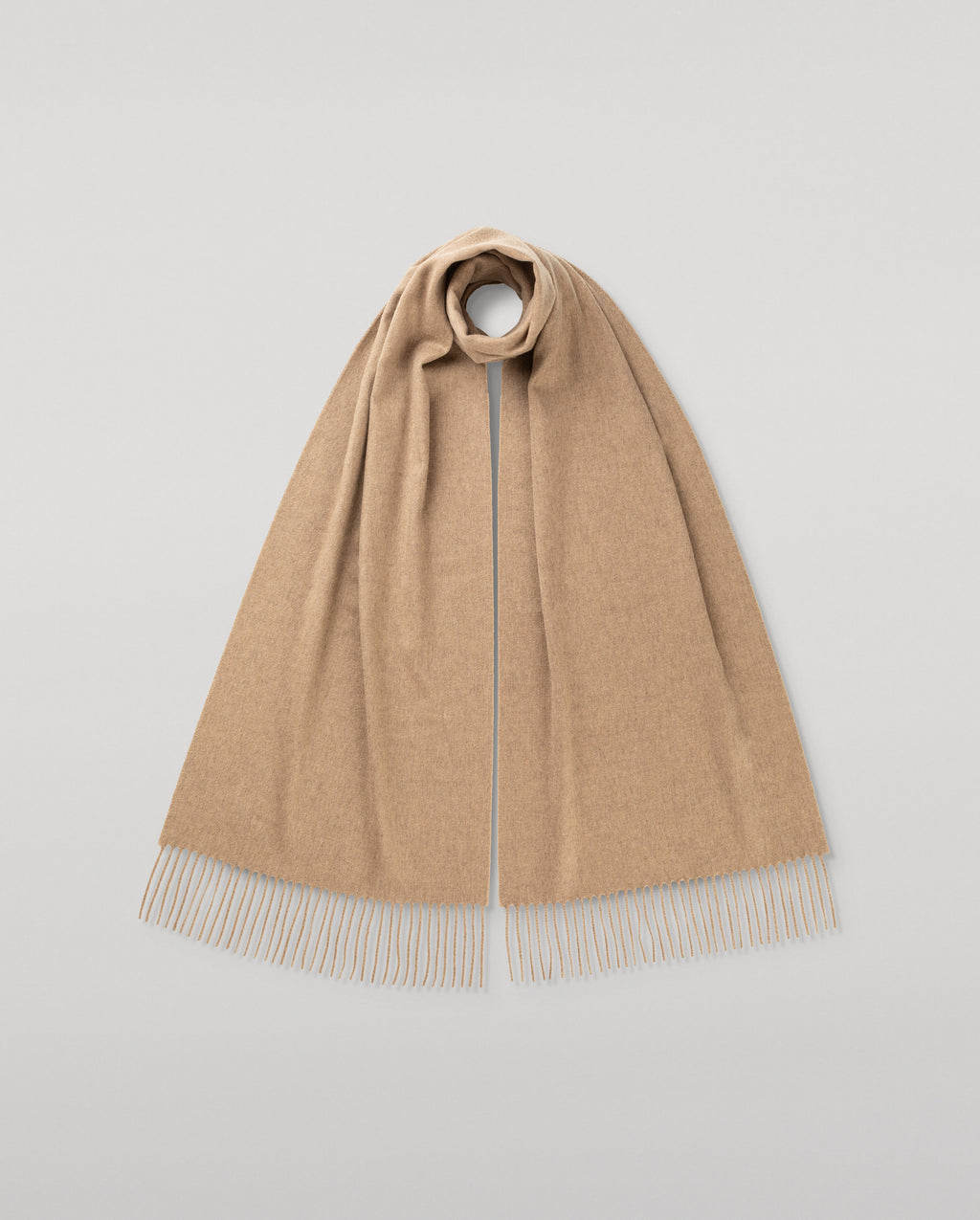 Johnstons of Elgin - Wide Light Brown Cashmere Scarf