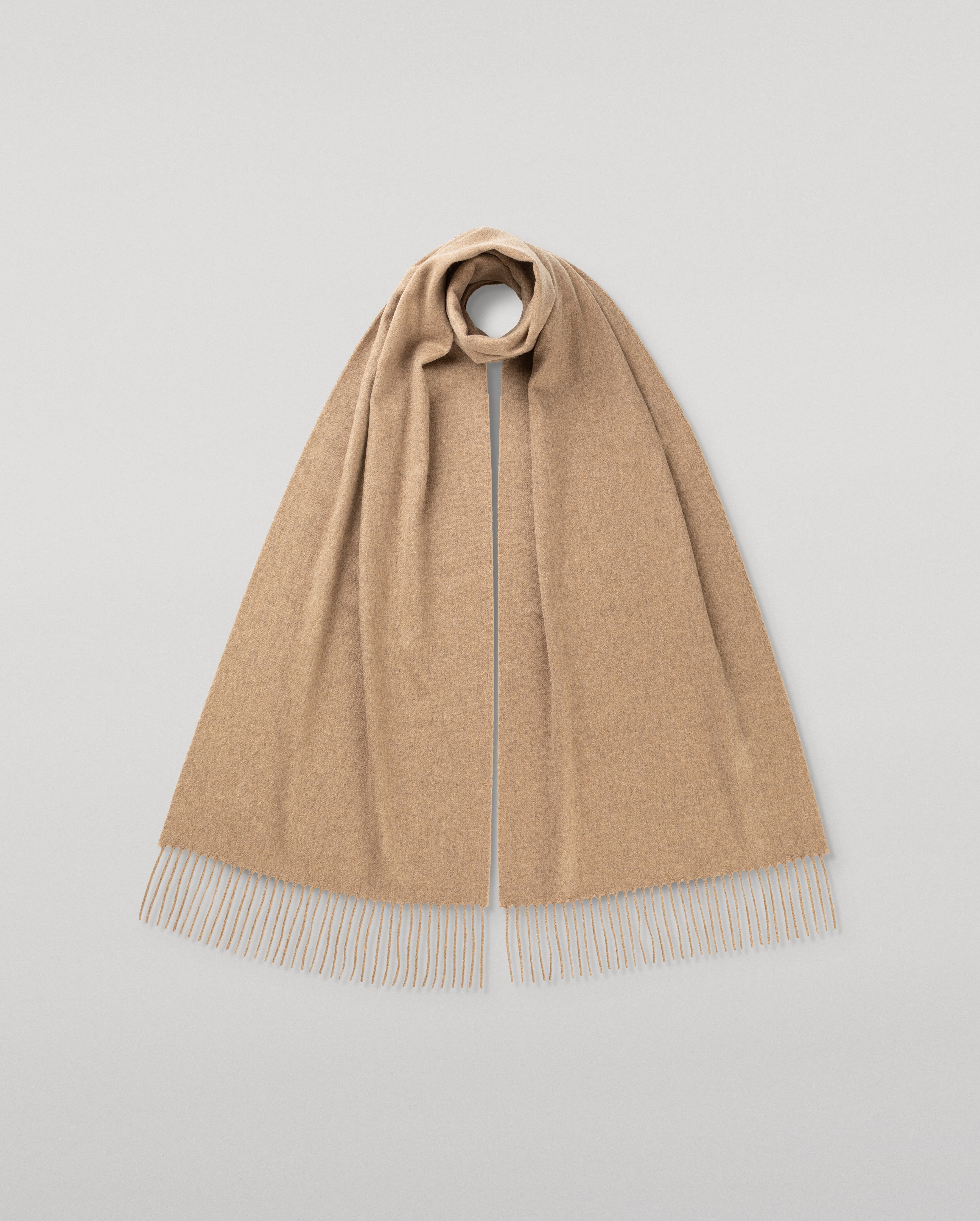 Johnstons of Elgin - Wide Light Brown Cashmere Scarf