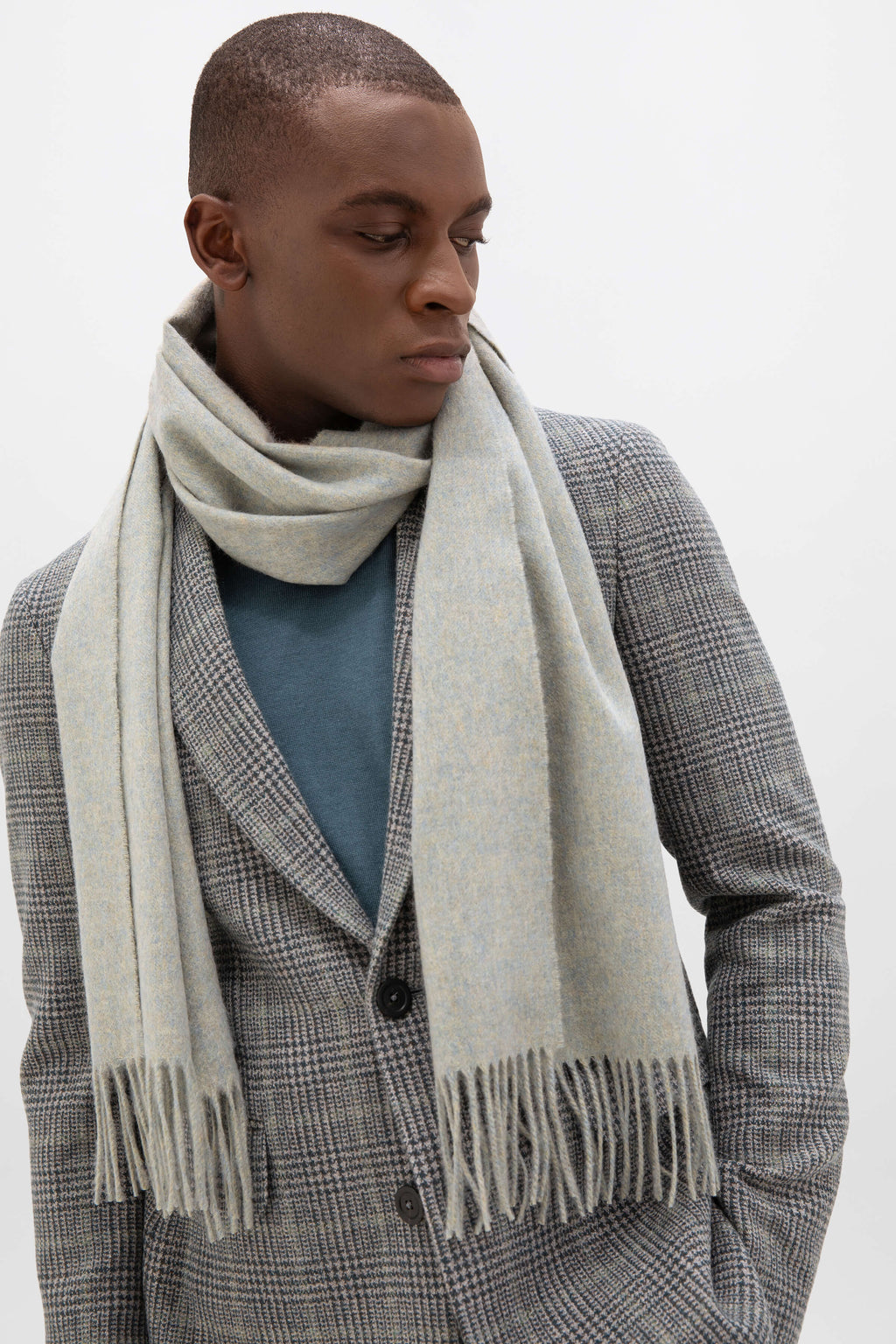 Johnstons of Elgin - Wide Light Green Cashmere Scarf