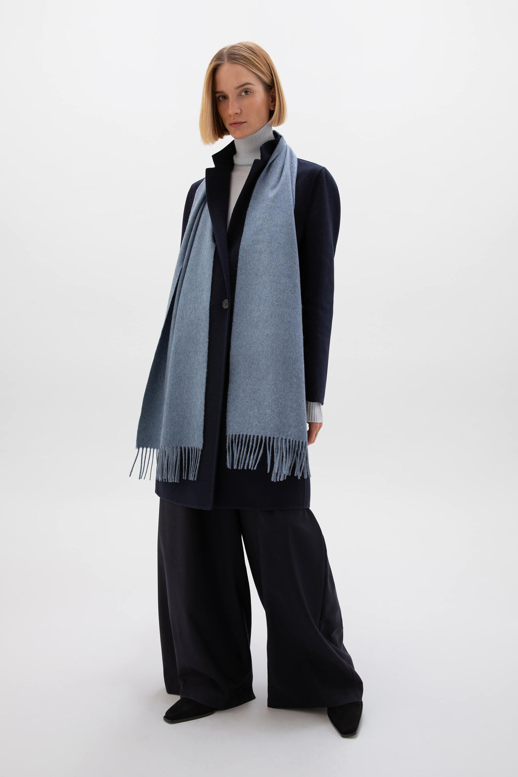 Johnstons of Elgin - Blue Wide Cashmere Scarf