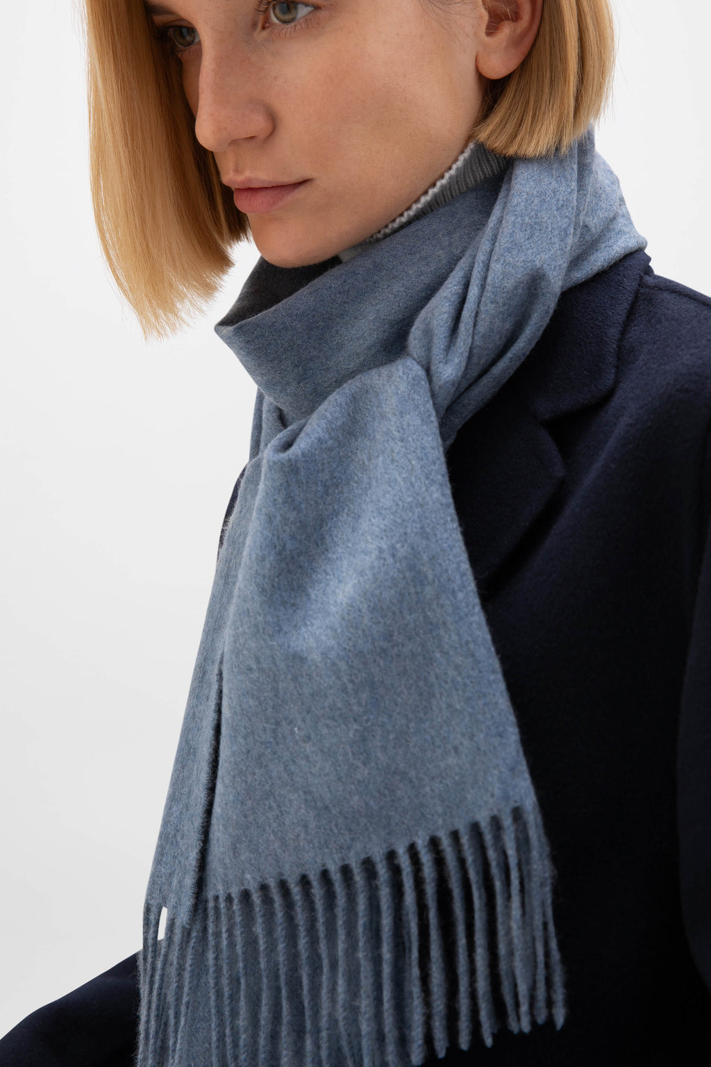 Johnstons of Elgin - Blue Wide Cashmere Scarf