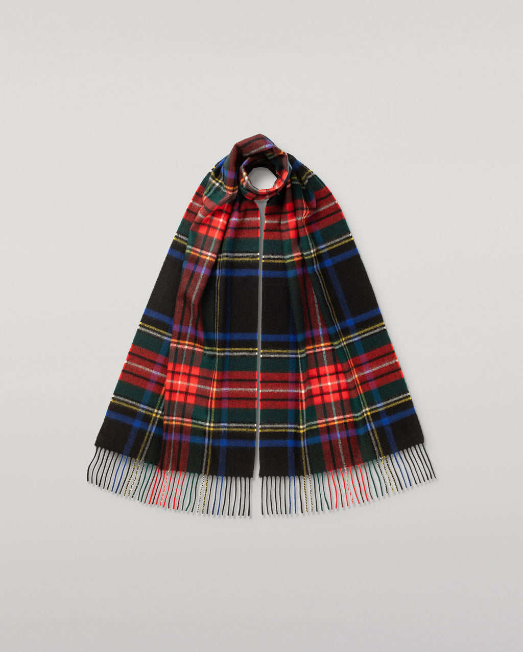 Johnstons of Elgin - Black Stewart Tartan Wide Cashmere Scarf
