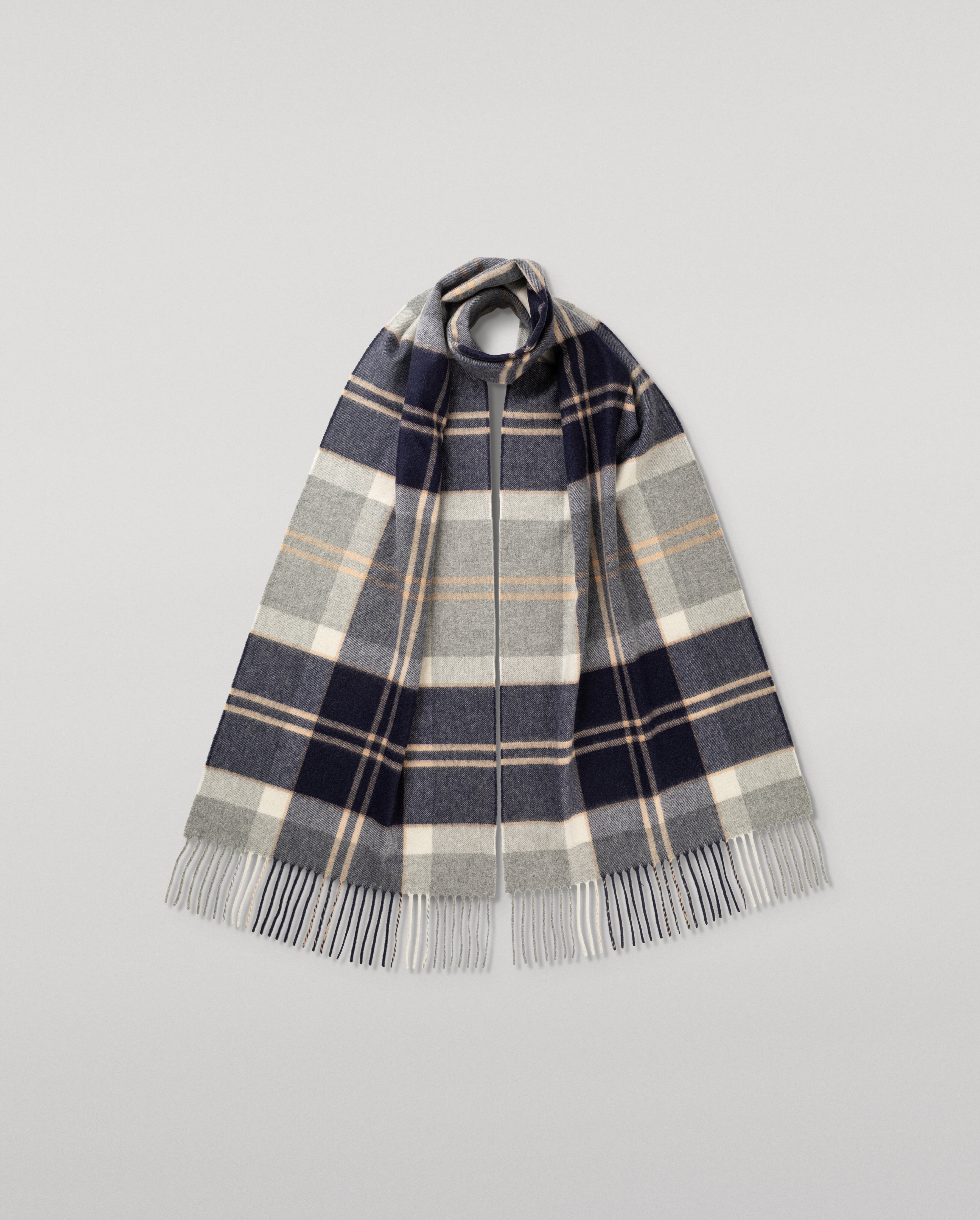 Johnstons of Elgin - Silver Bannockbane Tartan Wide Cashmere Scarf