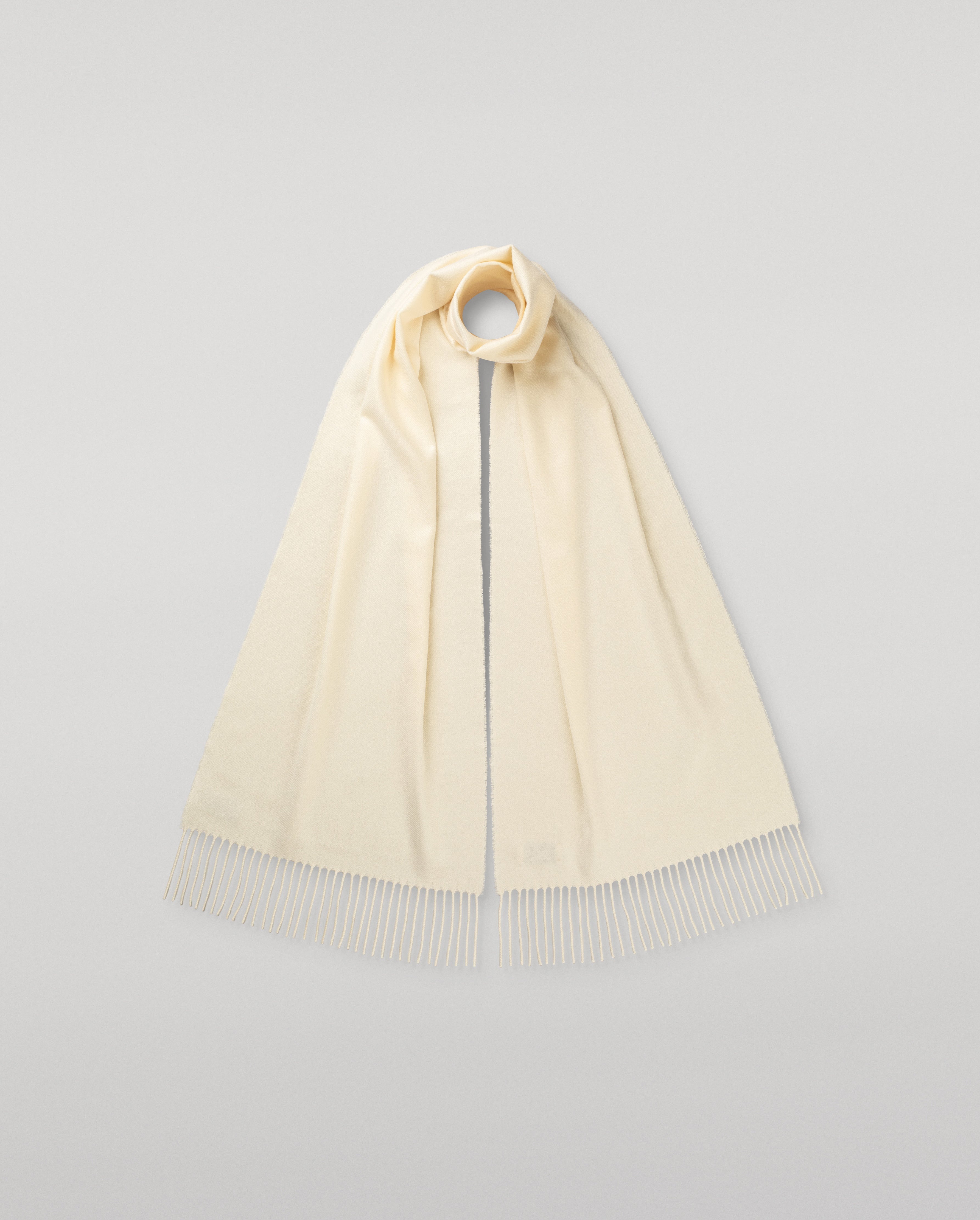 Johnstons of Elgin - White Wide Cashmere Scarf