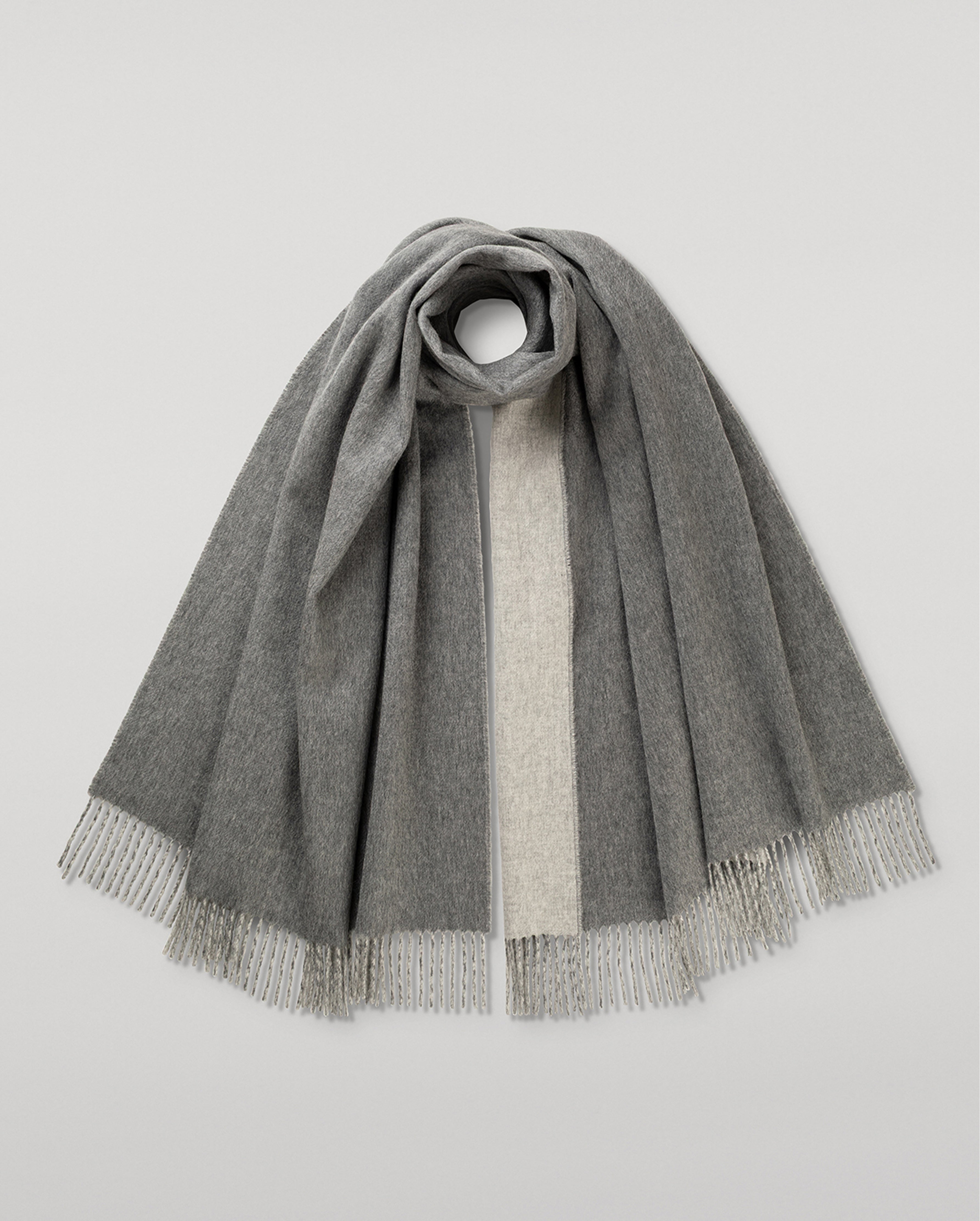 Johnstons of Elgin - Contrast Grey & Silver Cashmere Stole