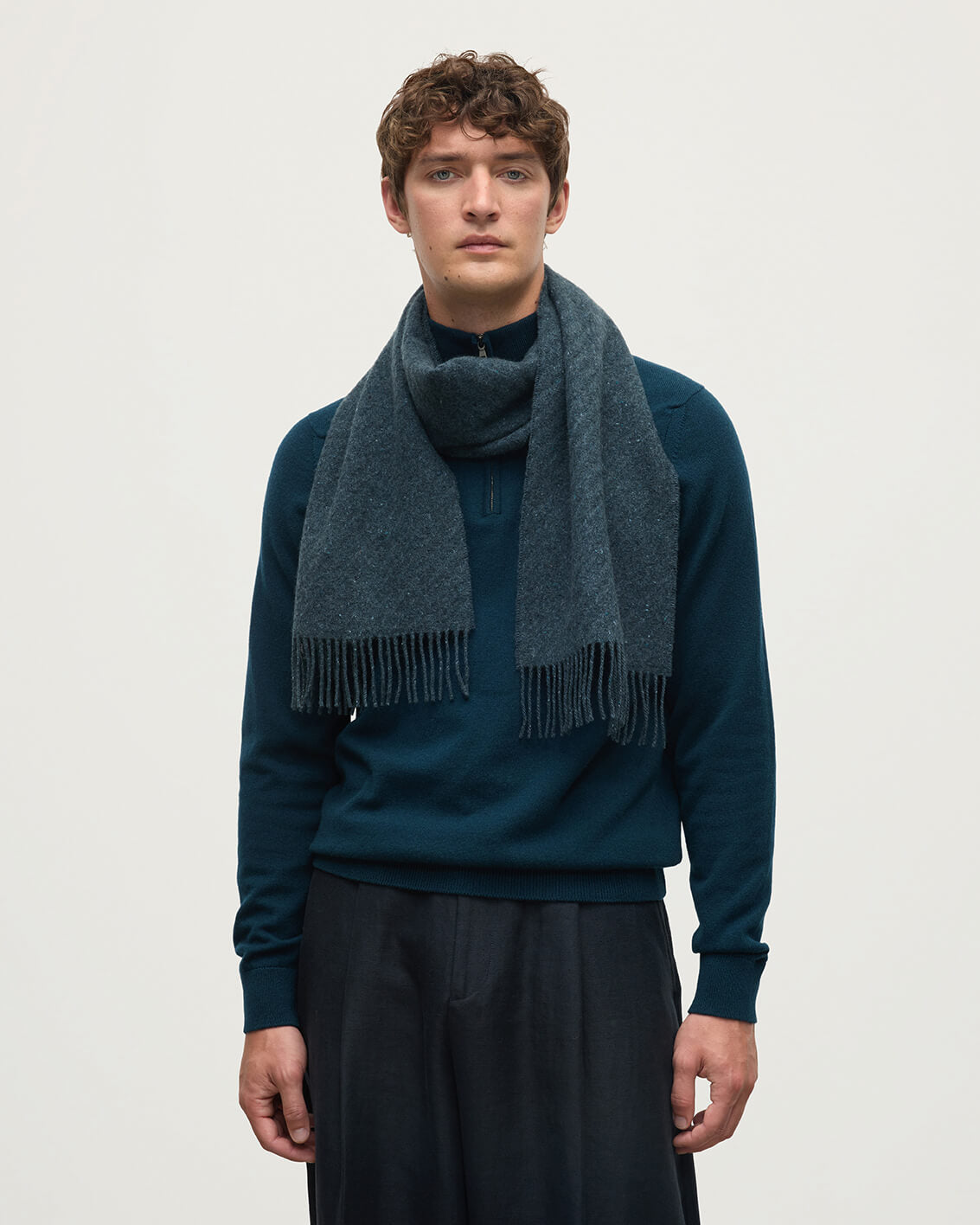 Johnstons of Elgin - Lofty Twill Blue Cashmere Scarf
