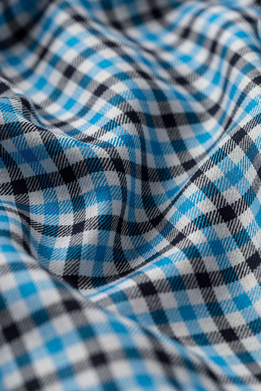 Johnstons of Elgin - Small Gingham Blue Stole