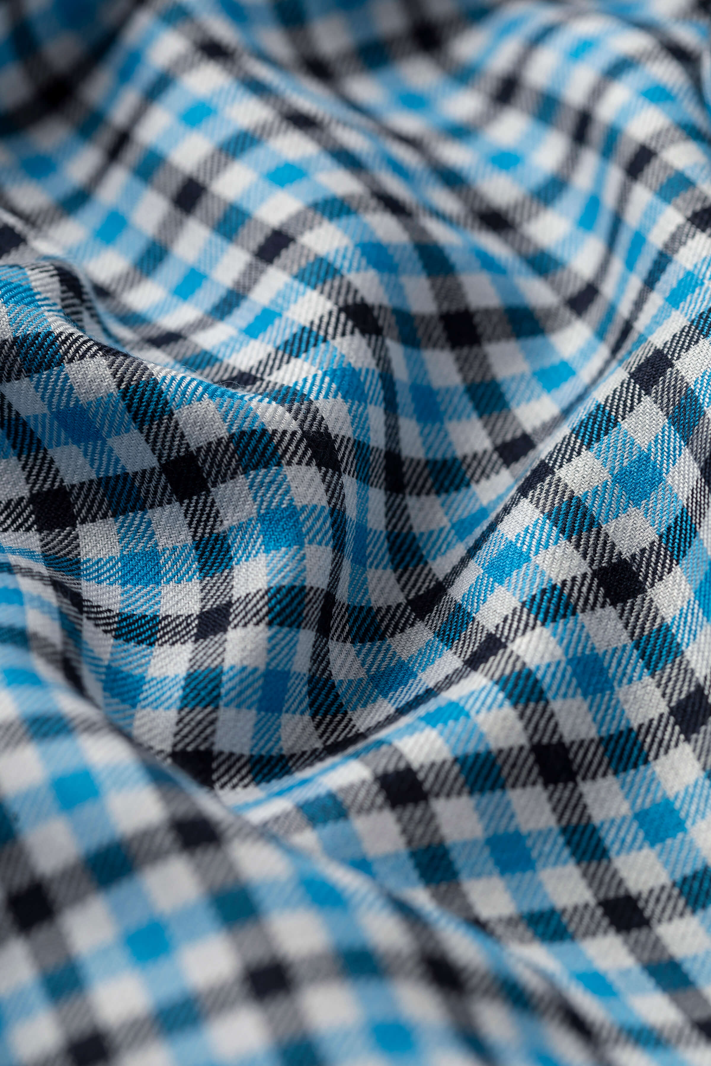 Johnstons of Elgin - Small Gingham Blue Stole
