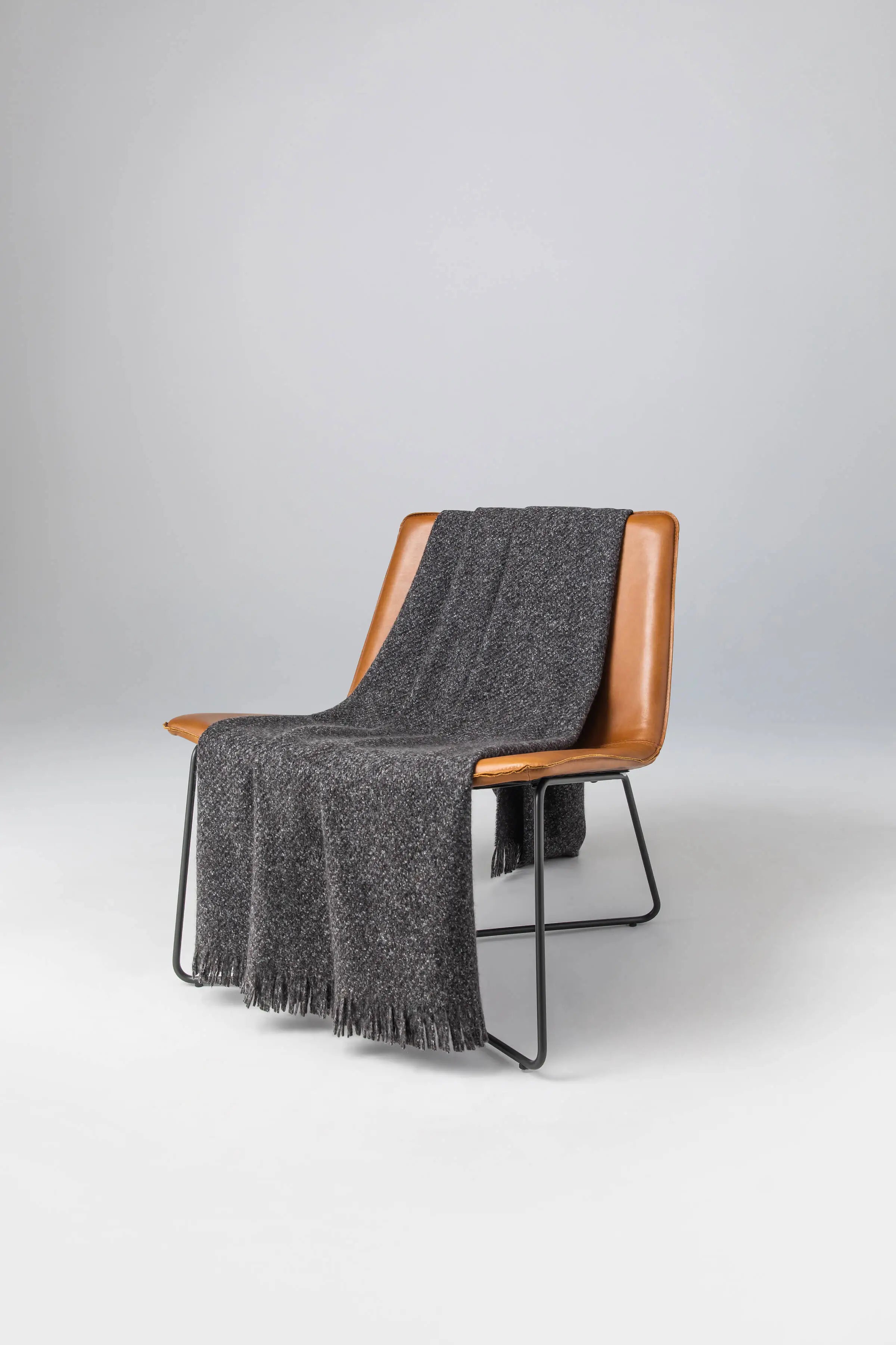 Johnstons of Elgin - Brushed Bouclé Cashmere Silk Throw in Charcoal