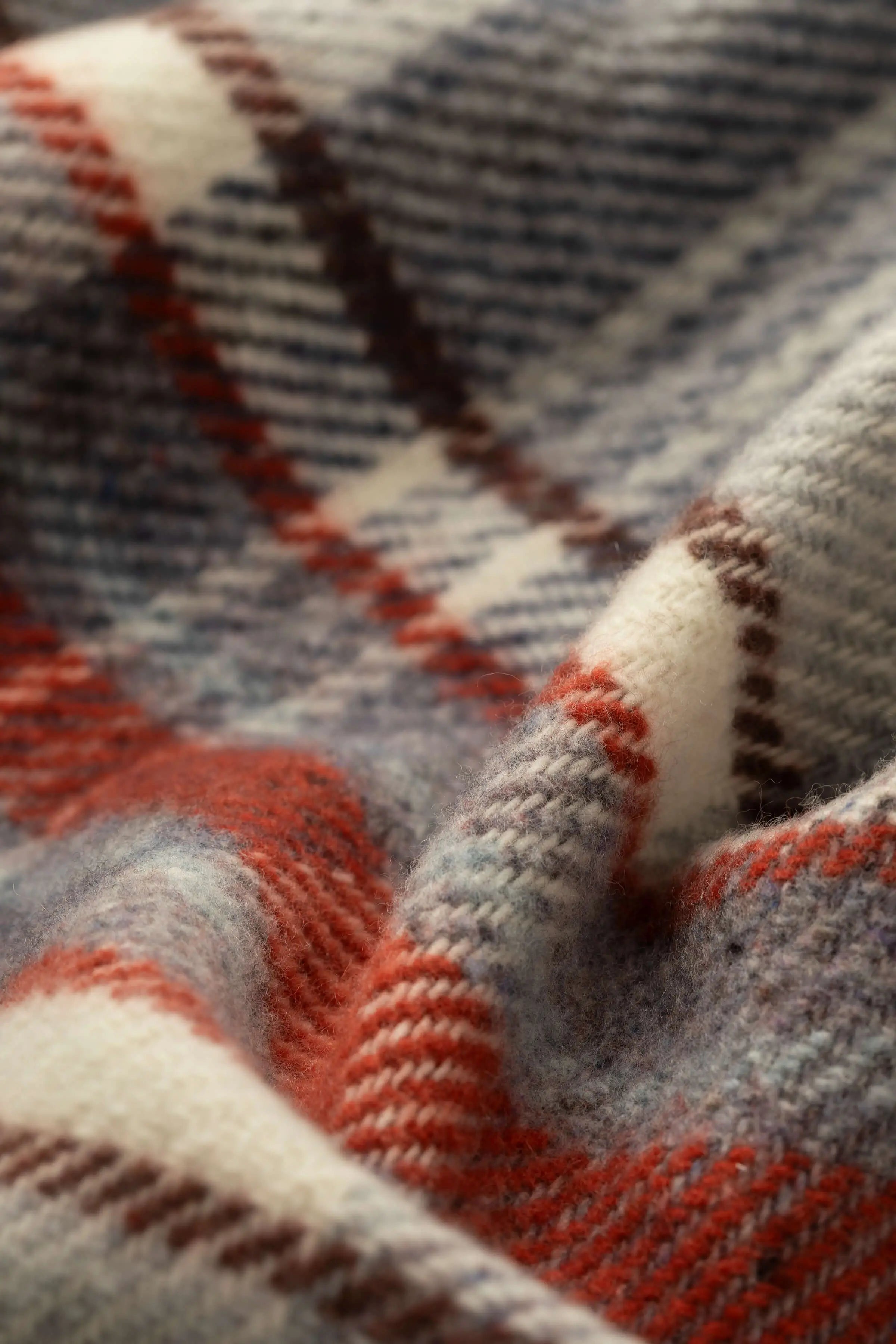 Johnstons of Elgin - Donegal Check Bed Throw in Russet & Grey