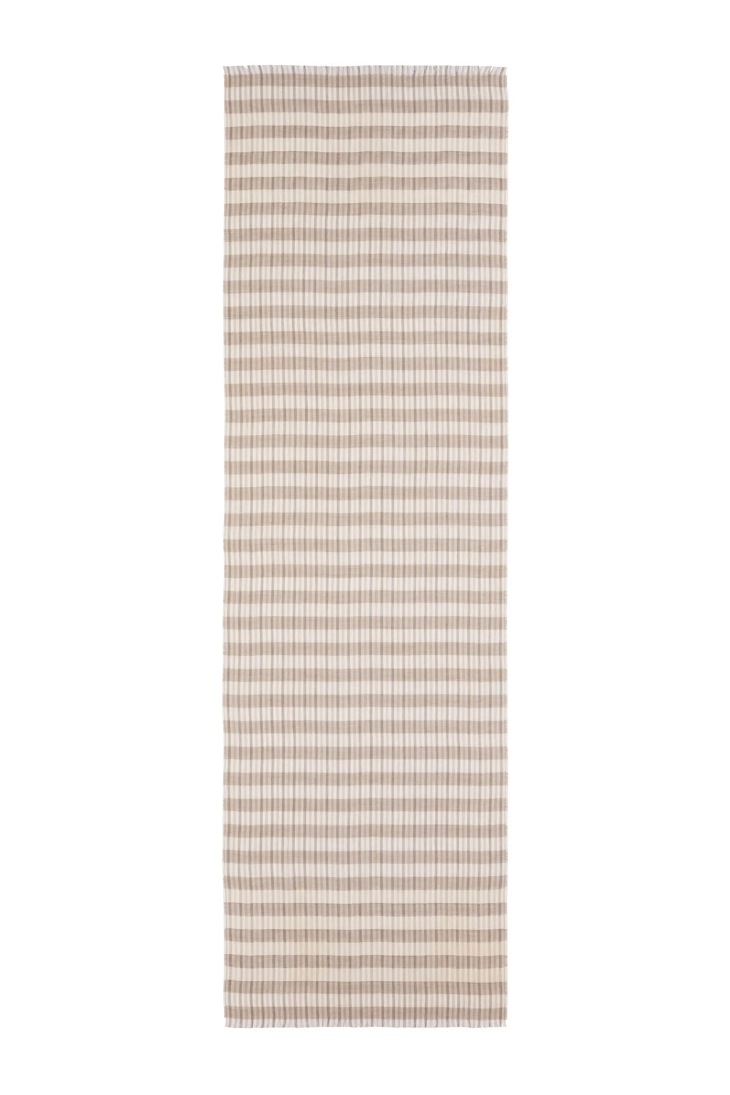 Johnstons of Elgin - Tipped Stripe Natural Lightweight Scarf