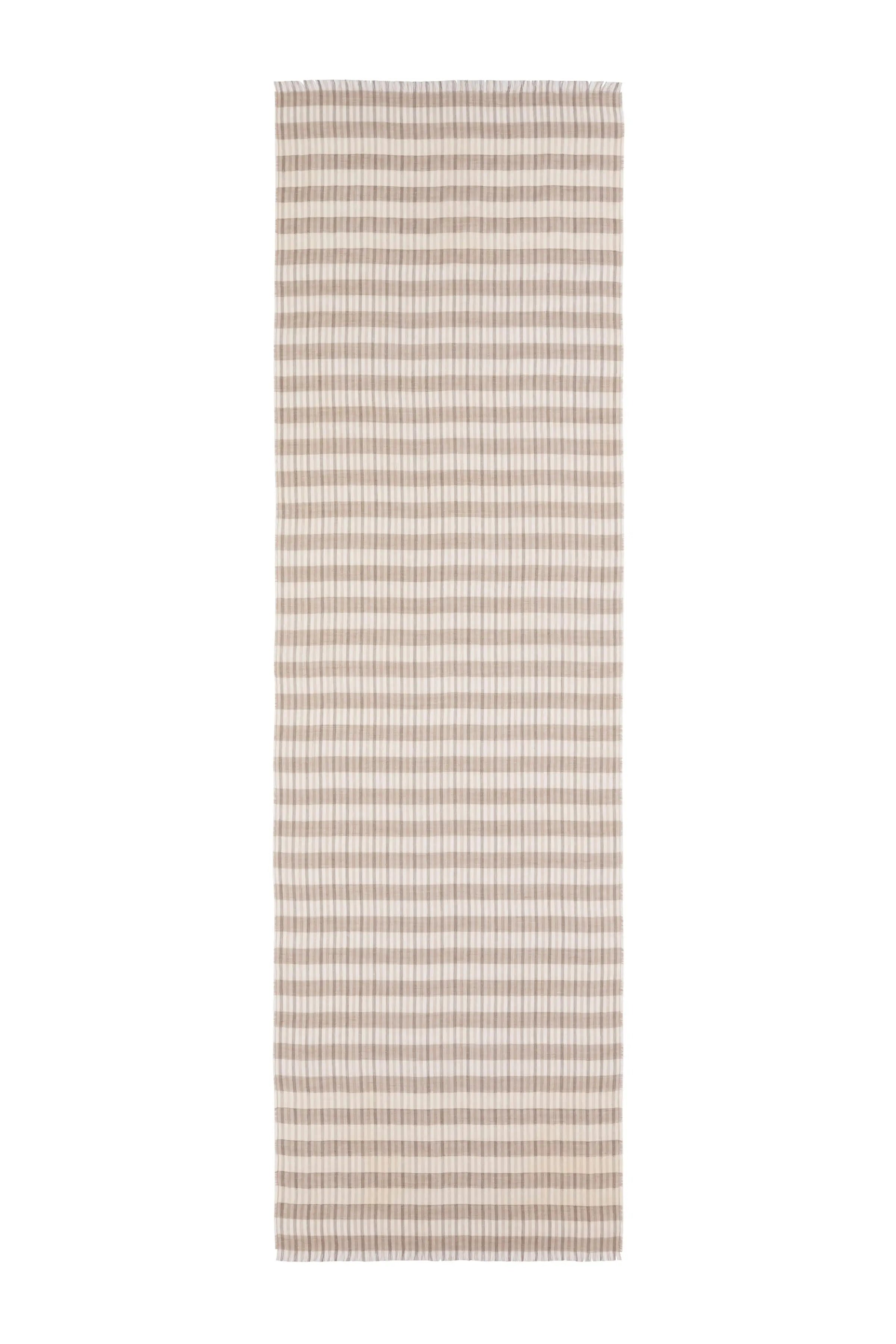 Johnstons of Elgin - Tipped Stripe Natural Lightweight Scarf