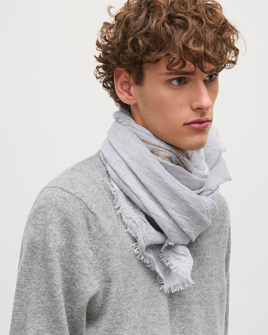 Johnstons of Elgin - Cyrus Float Edge Grey Scarf