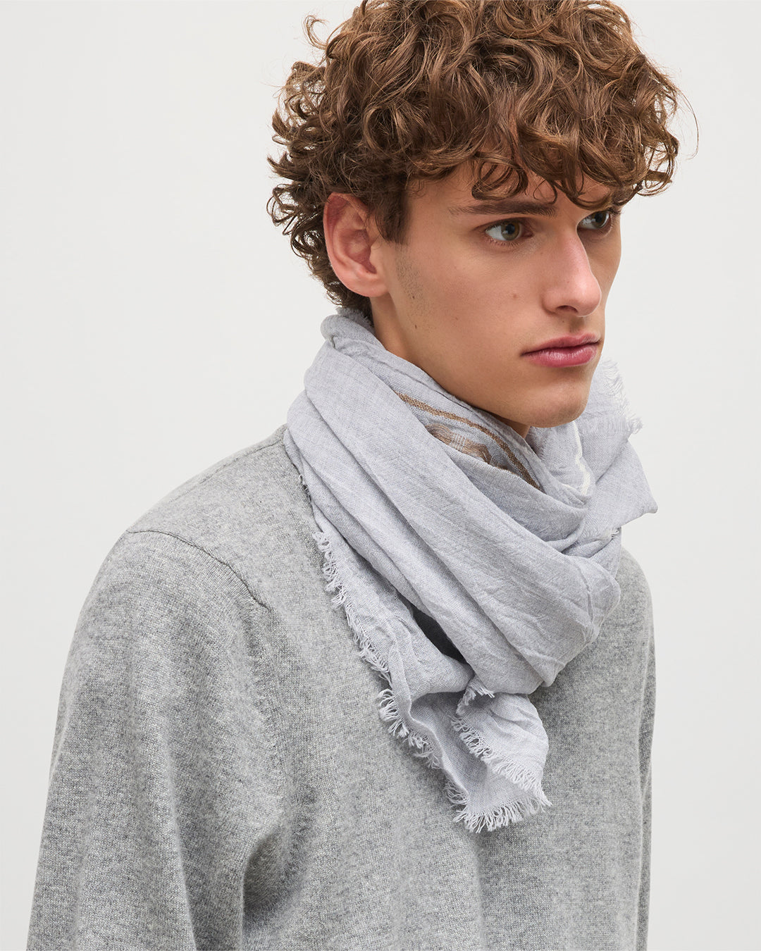 Johnstons of Elgin - Cyrus Float Edge Grey Scarf