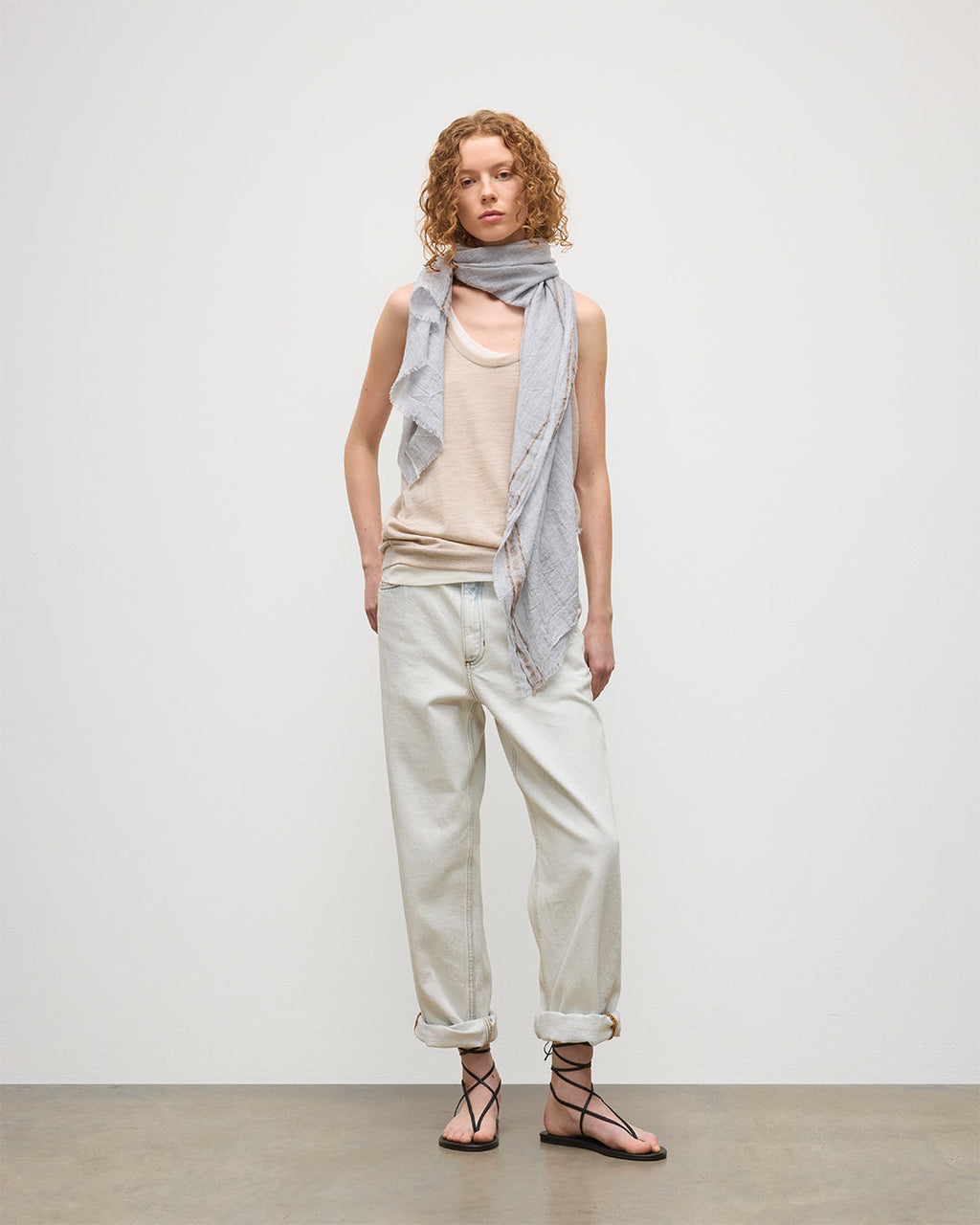 Johnstons of Elgin - Cyrus Float Edge Grey Scarf