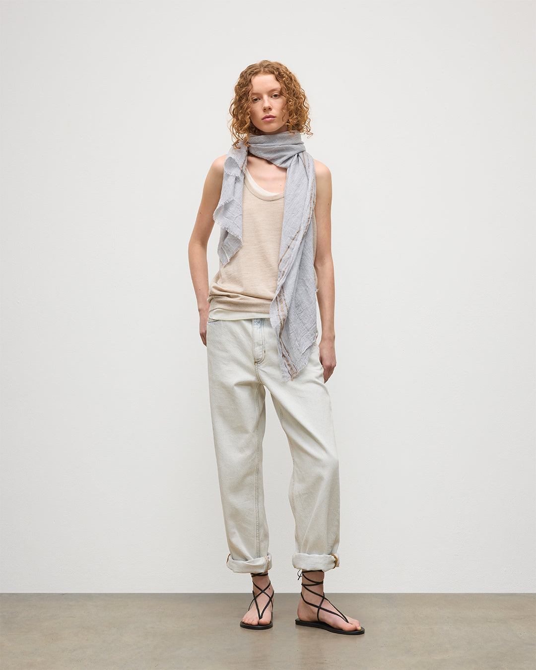 Johnstons of Elgin - Cyrus Float Edge Grey Scarf