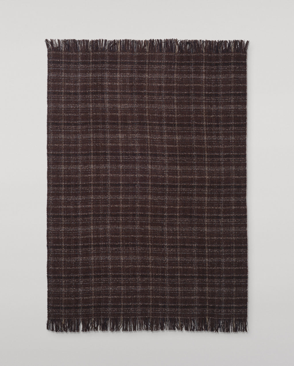 Johnstons of Elgin - Luxury Texture Throw in Peat Brown & Navy