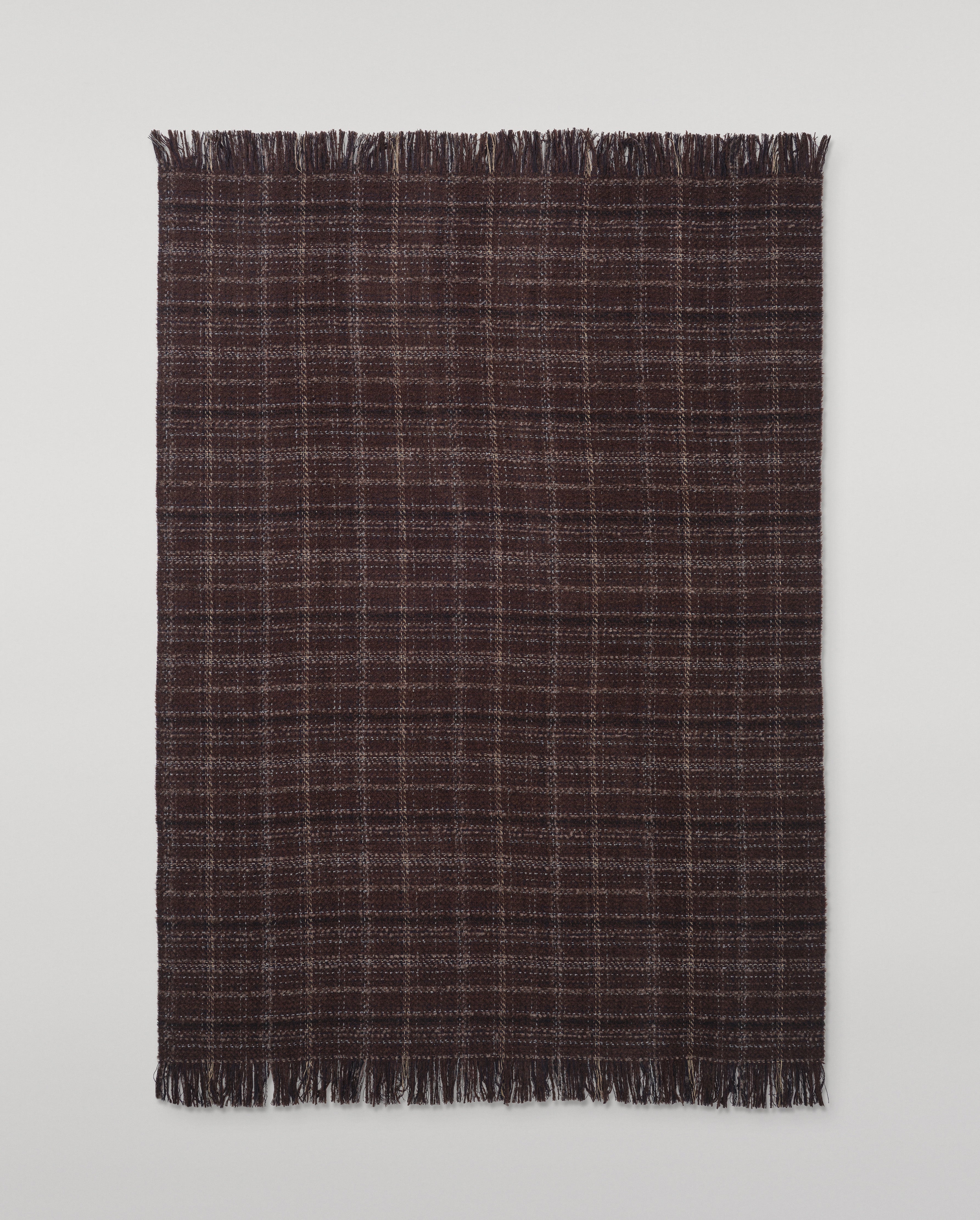 Johnstons of Elgin - Luxury Texture Throw in Peat Brown & Navy