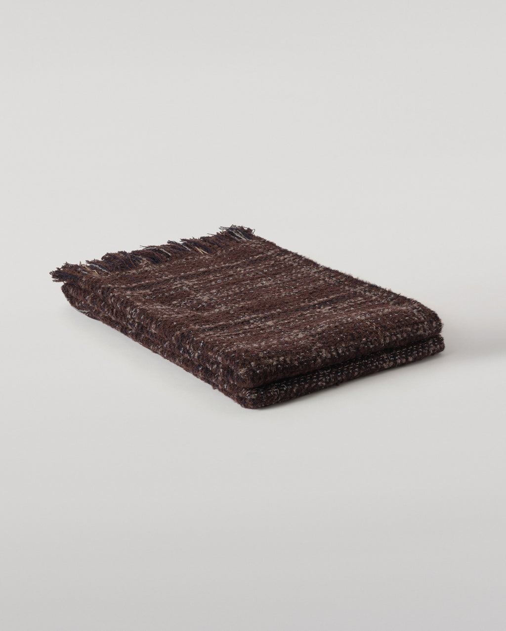 Johnstons of Elgin - Luxury Texture Throw in Peat Brown & Navy