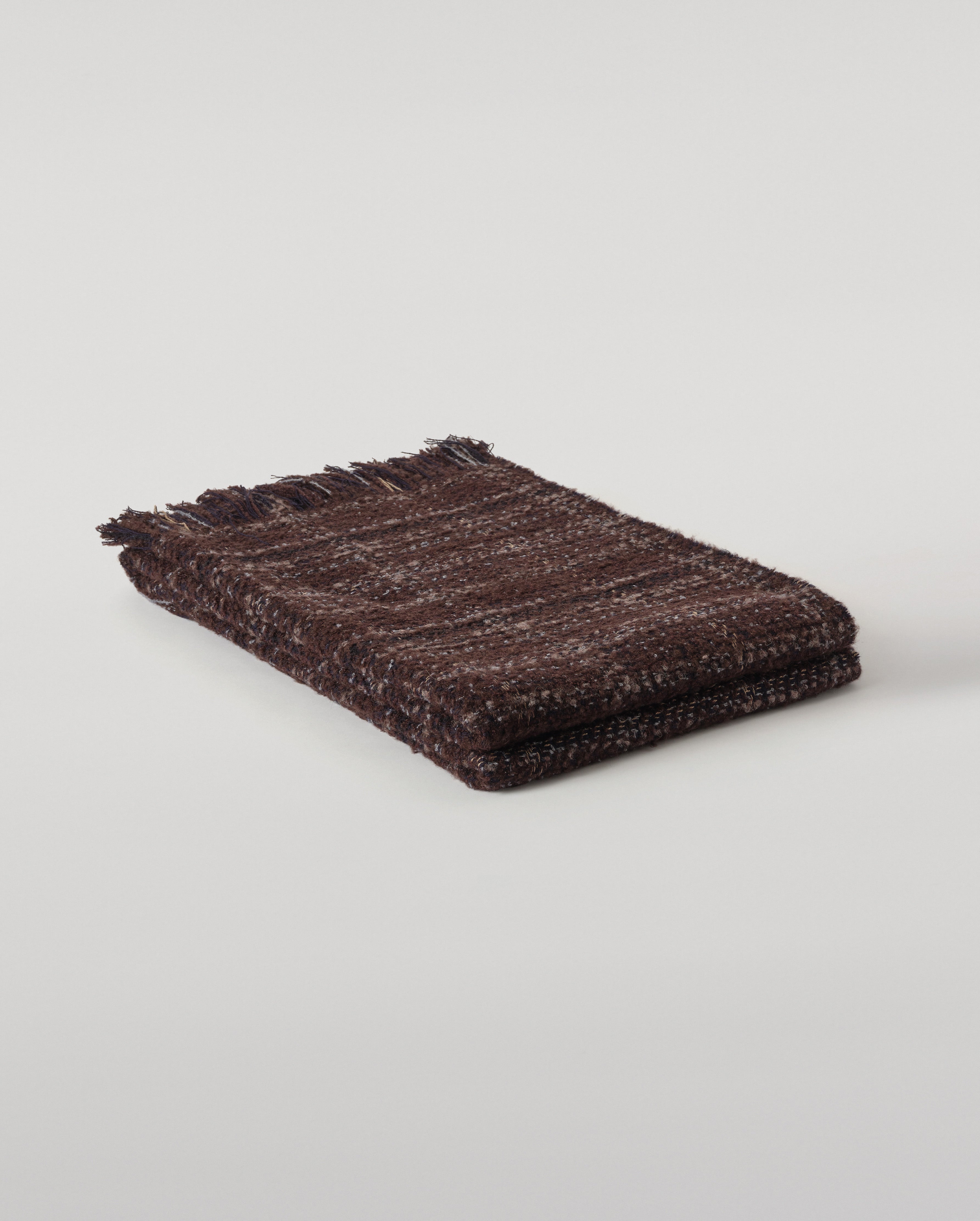 Johnstons of Elgin - Luxury Texture Throw in Peat Brown & Navy