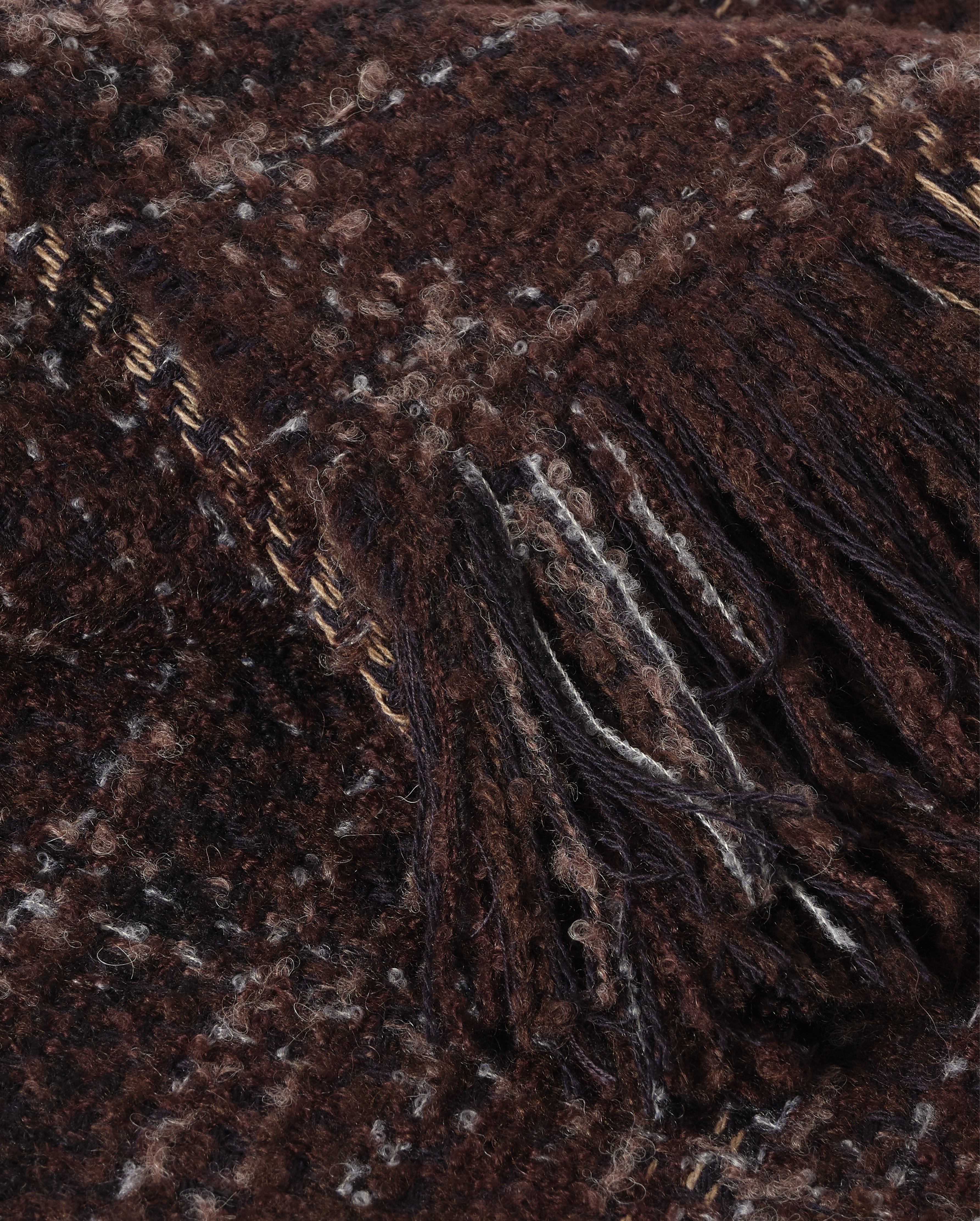 Johnstons of Elgin - Luxury Texture Throw in Peat Brown & Navy