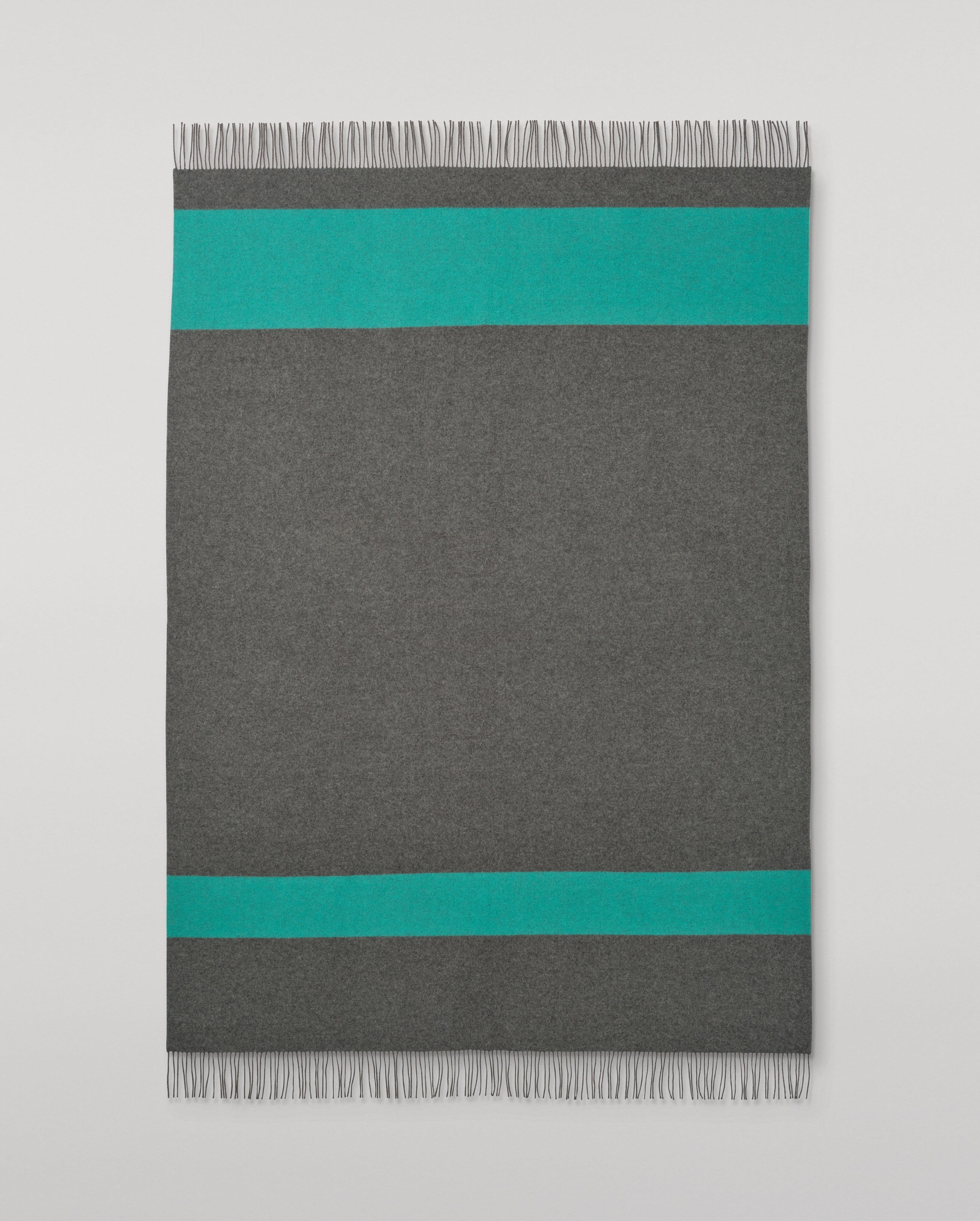 Johnstons of Elgin - Grey & Green Stripe Throw