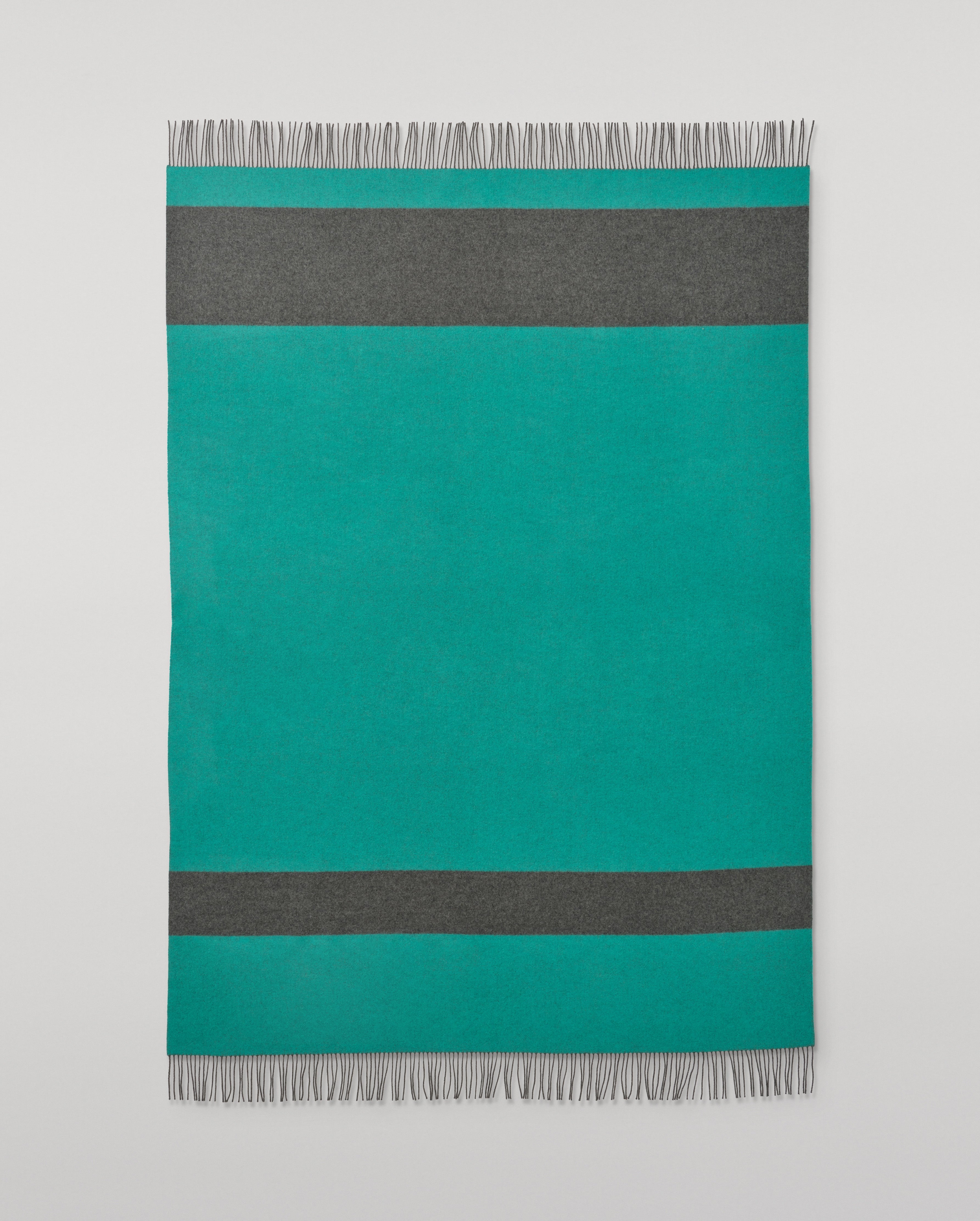 Johnstons of Elgin - Grey & Green Stripe Throw