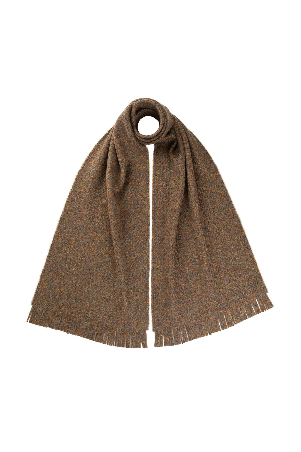 Johnstons of Elgin - Brushed Bouclé Brown Cashmere Silk Scarf